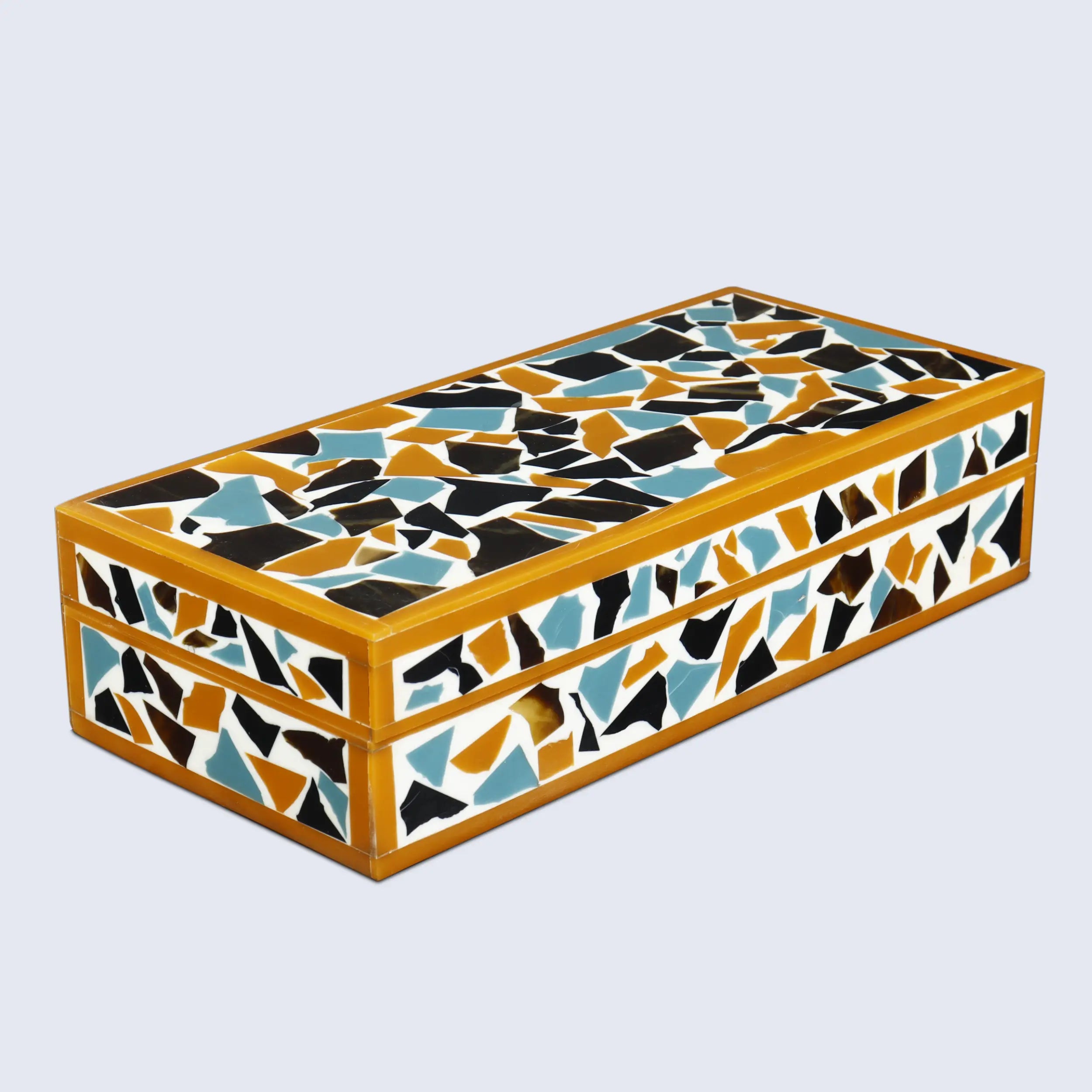 Mosaic gold pattern Resin Inlay decorative boxes in 7 Sizes