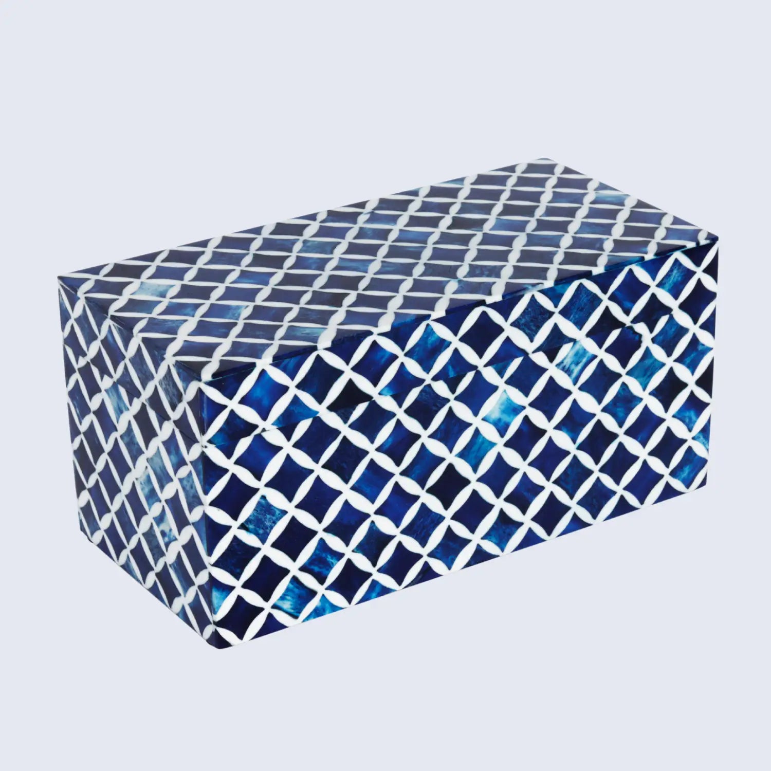 Decorative Storage Box Star Pattern Bone & Resin Inlay - Blue, 7 Sizes