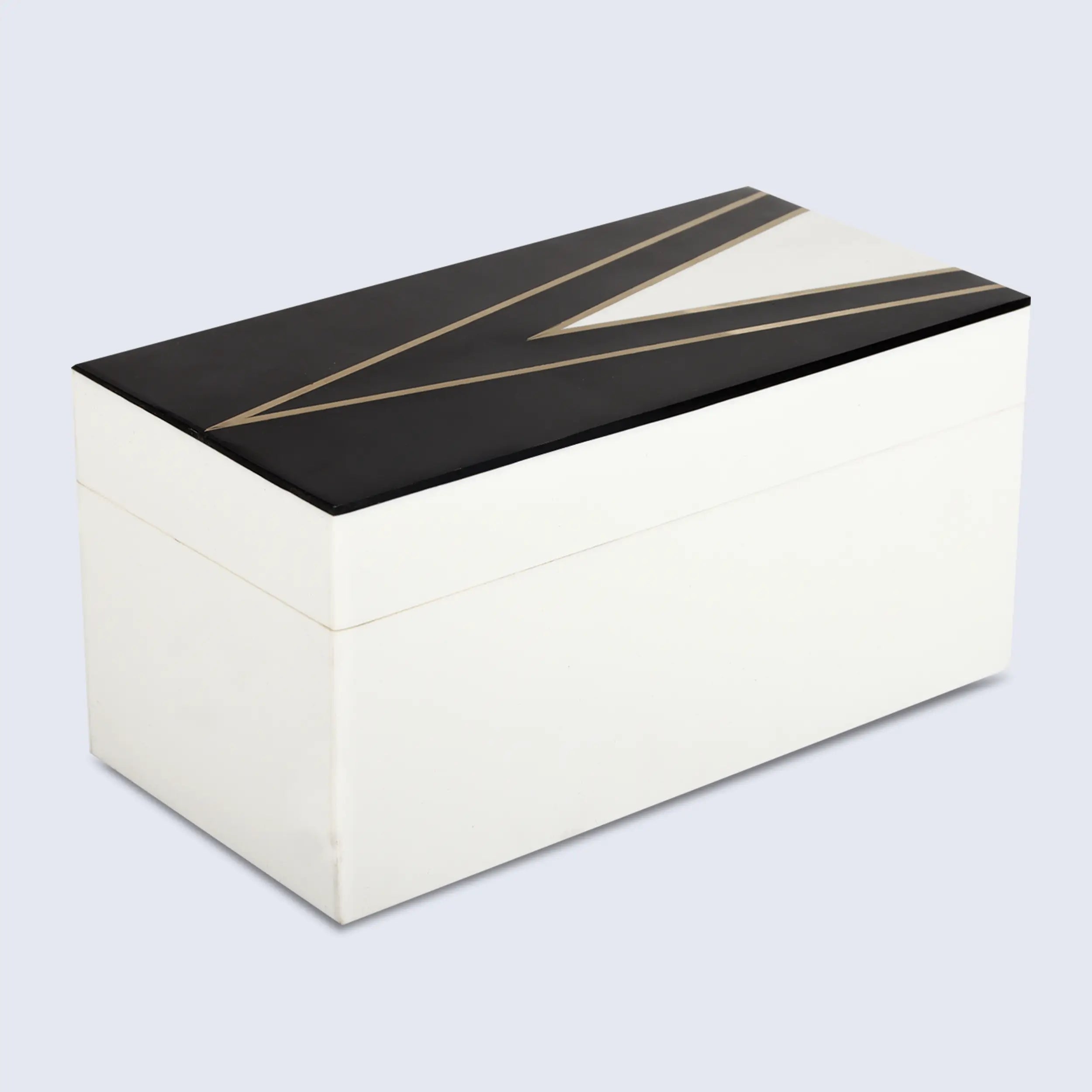 Kept Dapper Black White Resin Inlay & Brass  Storage Box, 7 Sizes