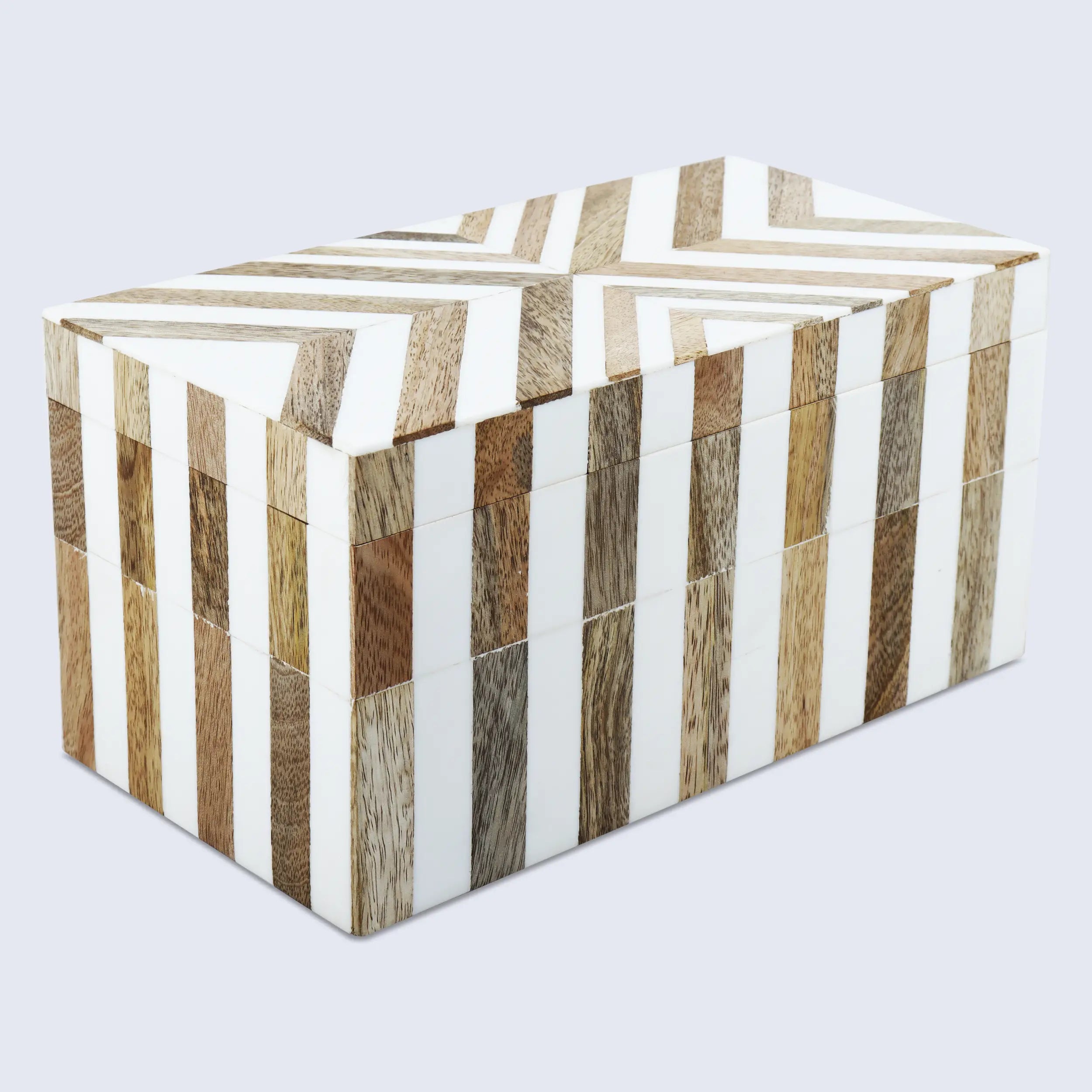 Marquet Chevron Resin & Wood Inlay Storage Box - 8 Sizes