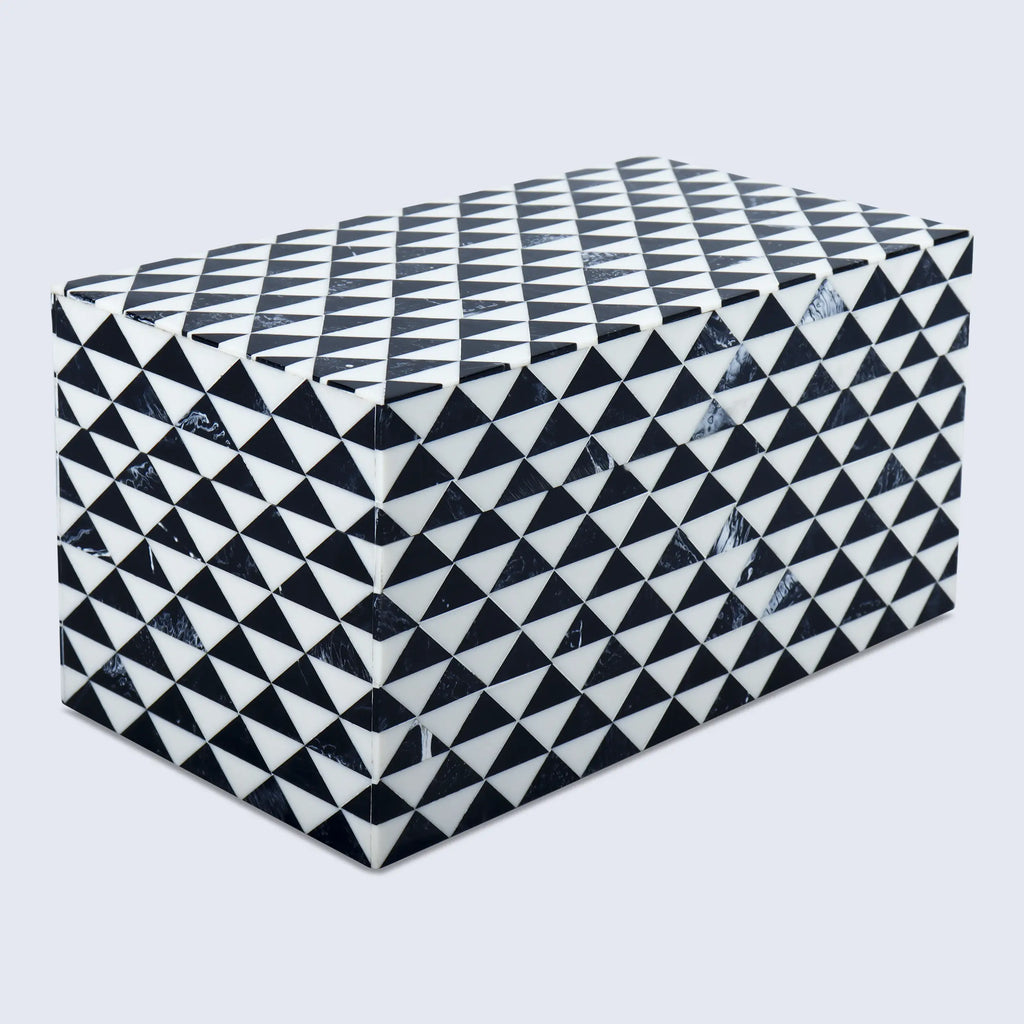 Marquet Prism Black & White Resin Inlay Decorative Box