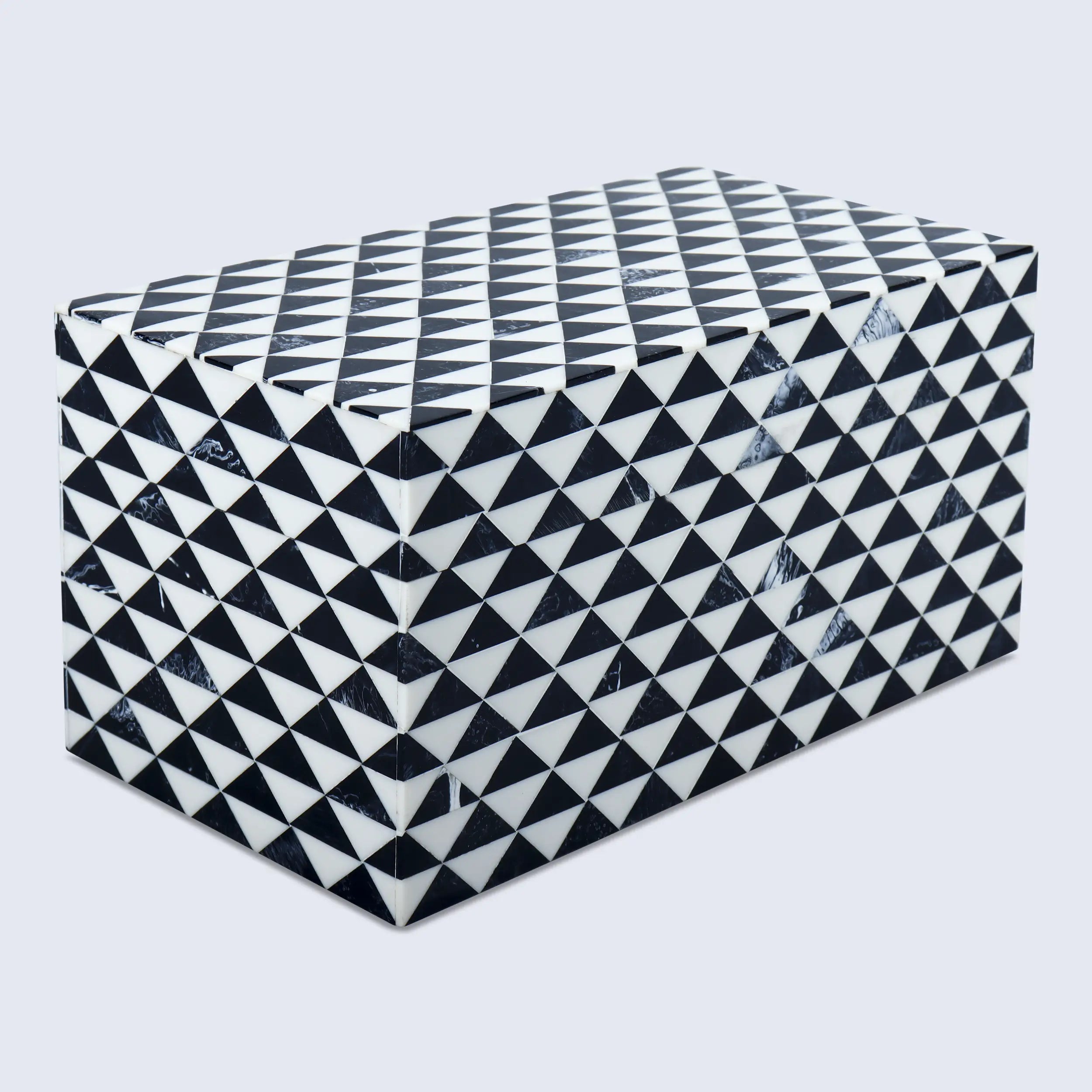 Marquet Prism Black White Resin Inlay Storage Box, 8 Sizes