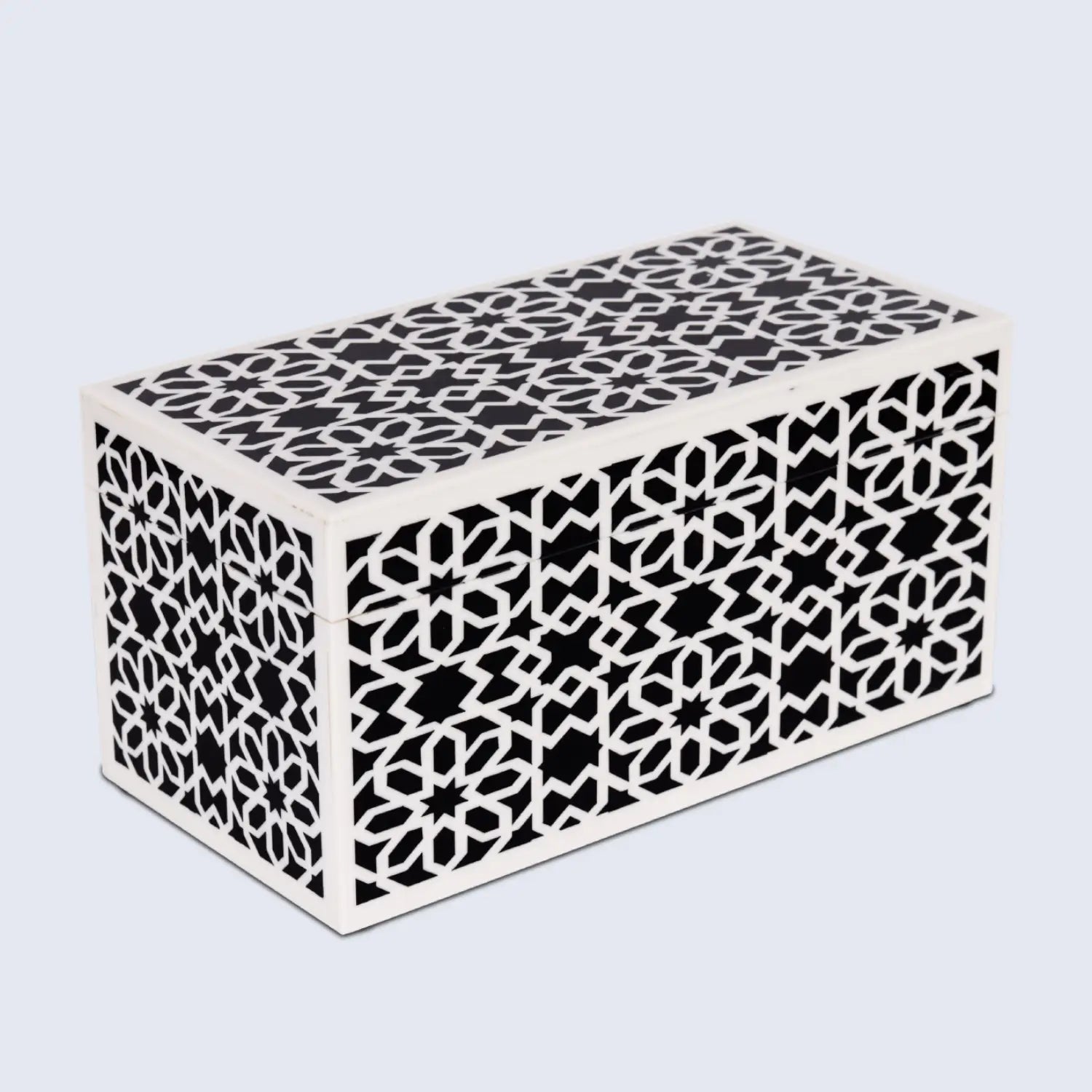 Decorative Storage Boxes Shiraz Pattern Resin Inlay, Black & White, 7 sizes