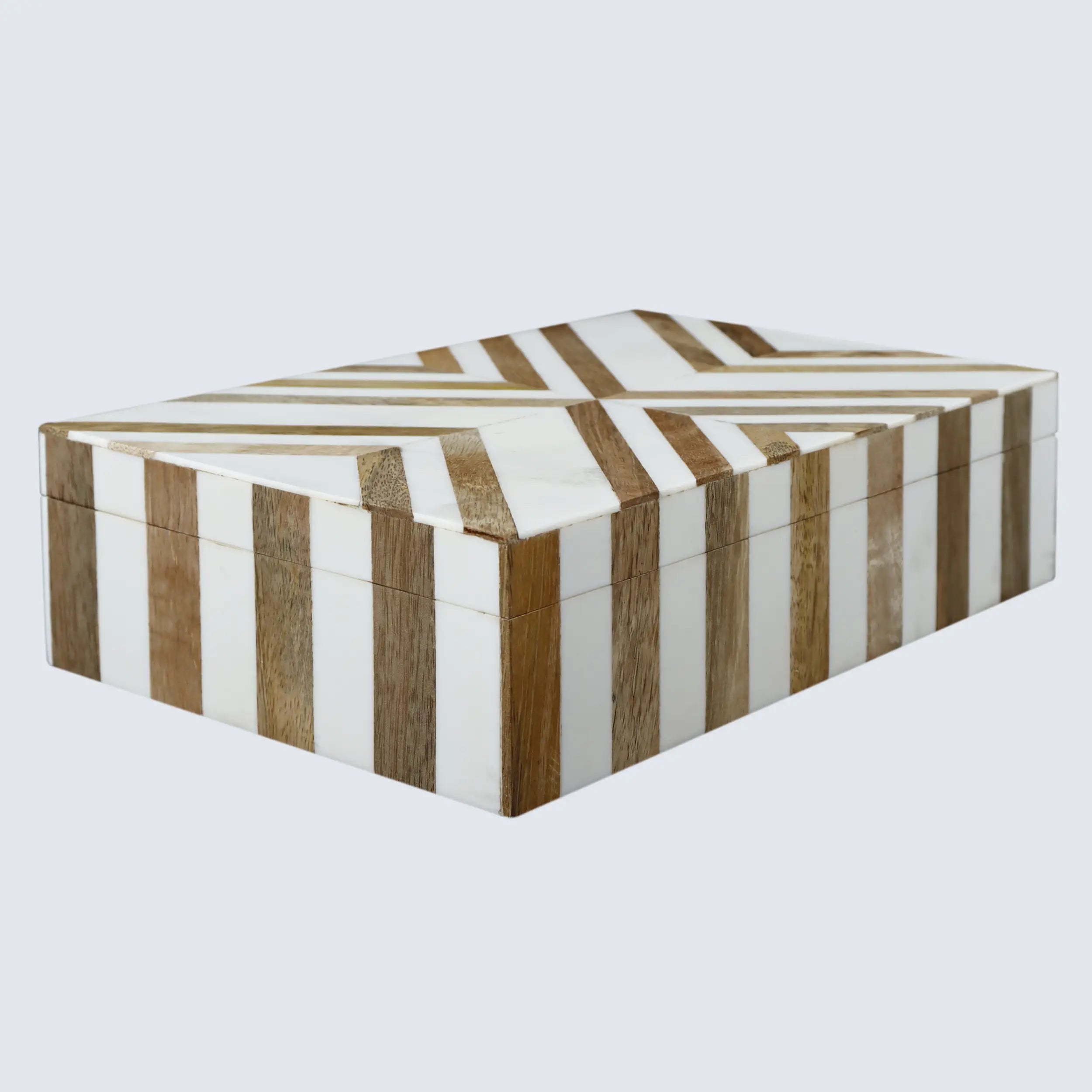 Marquet Chevron Resin & Wood Inlay Storage Box - 8 Sizes