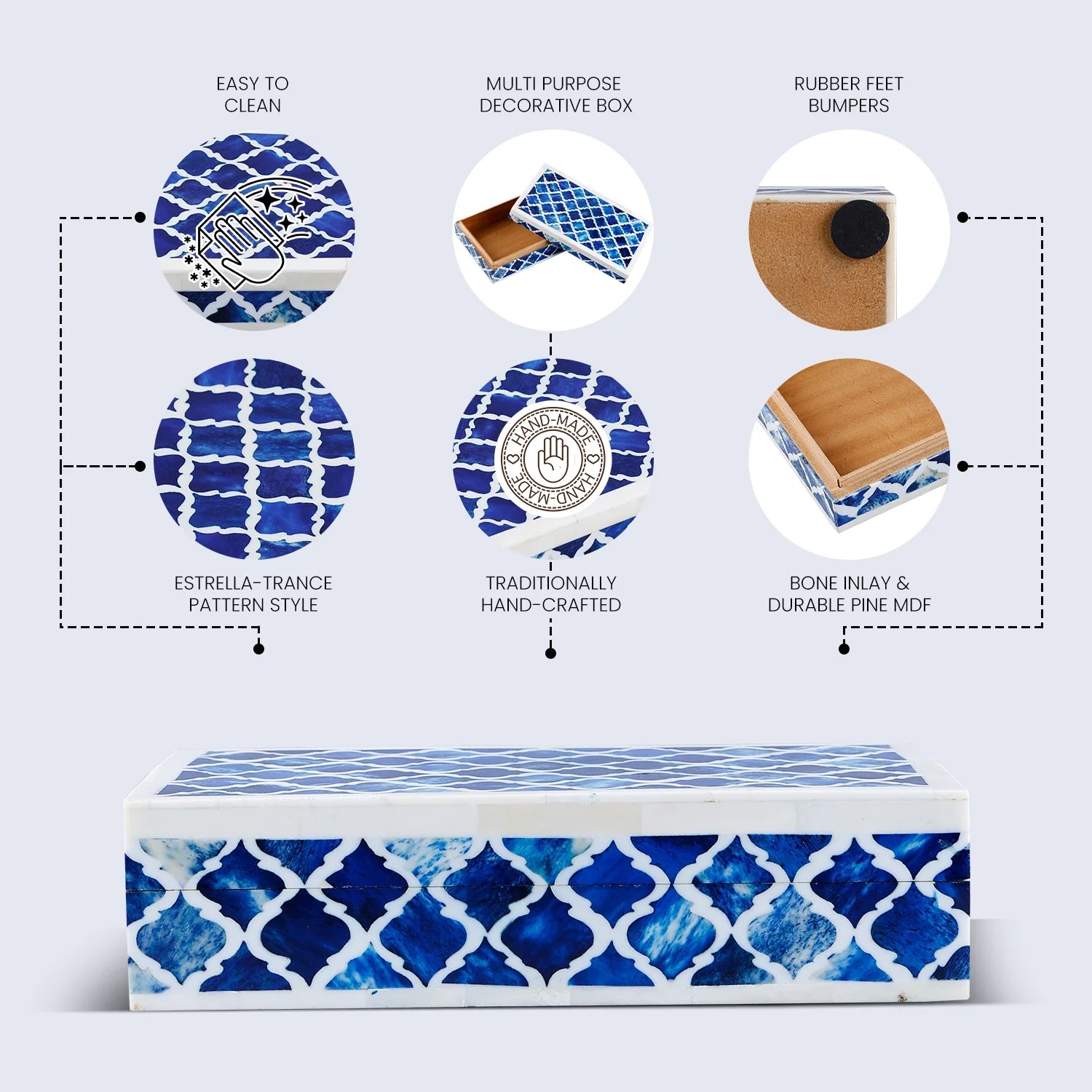 Decorative Box Patisserie Classic Collection Bone & Resin Inlay in 7 Sizes