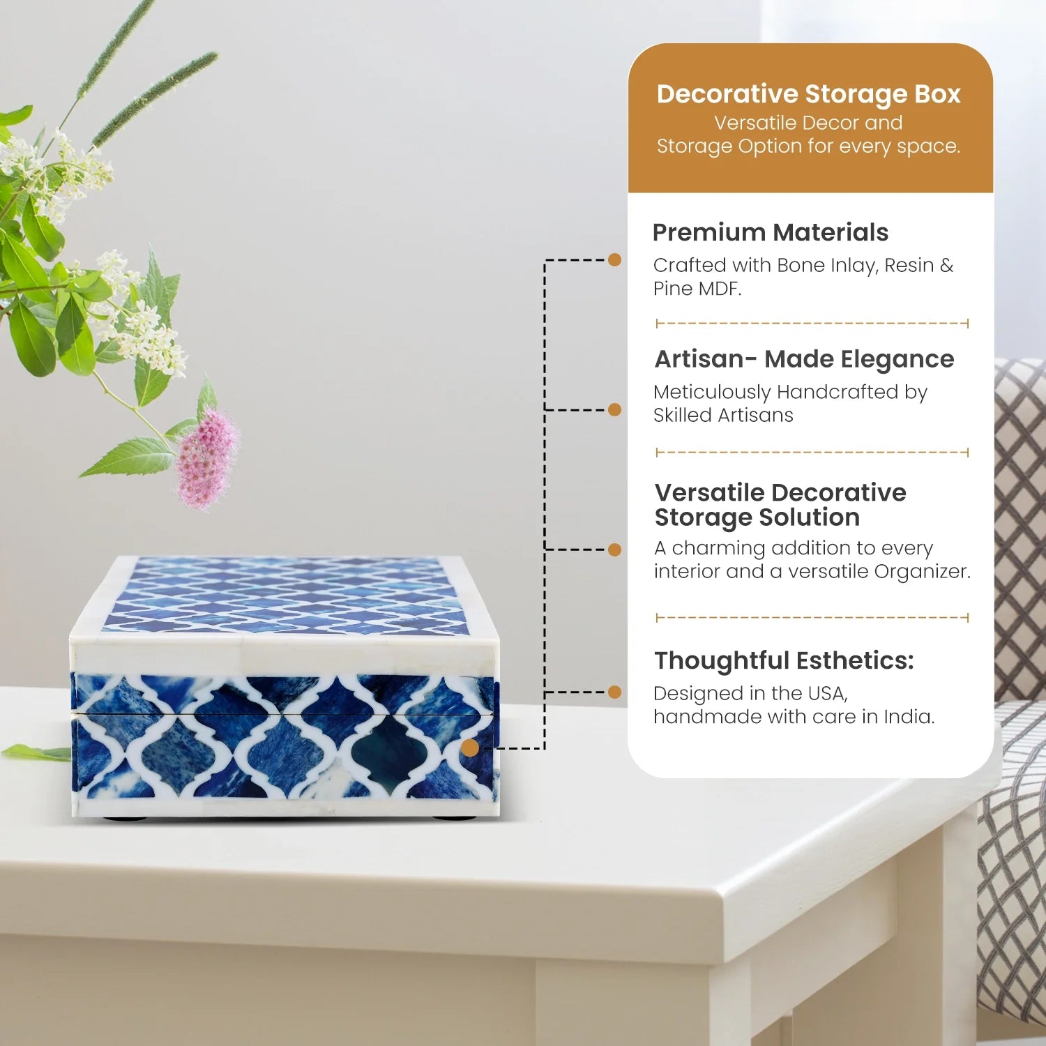 Decorative Box Patisserie Classic Collection Bone & Resin Inlay in 7 Sizes