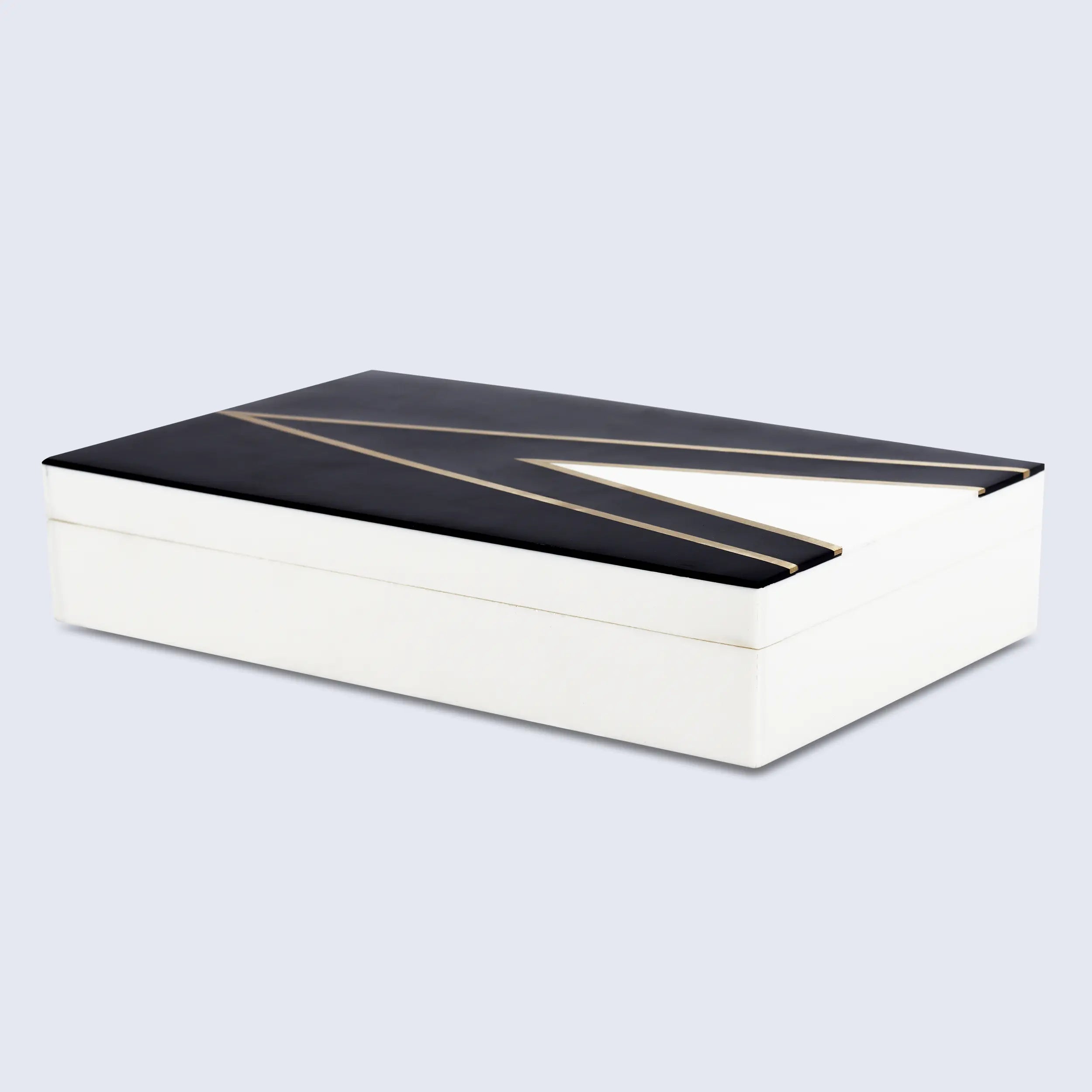 Kept Dapper Black White Resin Inlay & Brass  Storage Box, 7 Sizes
