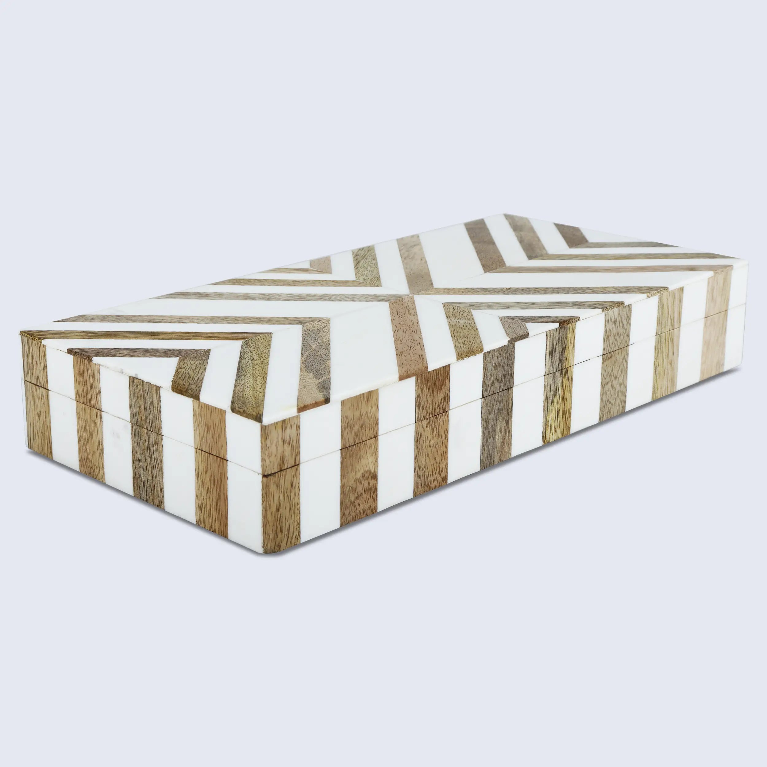Marquet Chevron Resin & Wood Inlay Storage Box - 8 Sizes