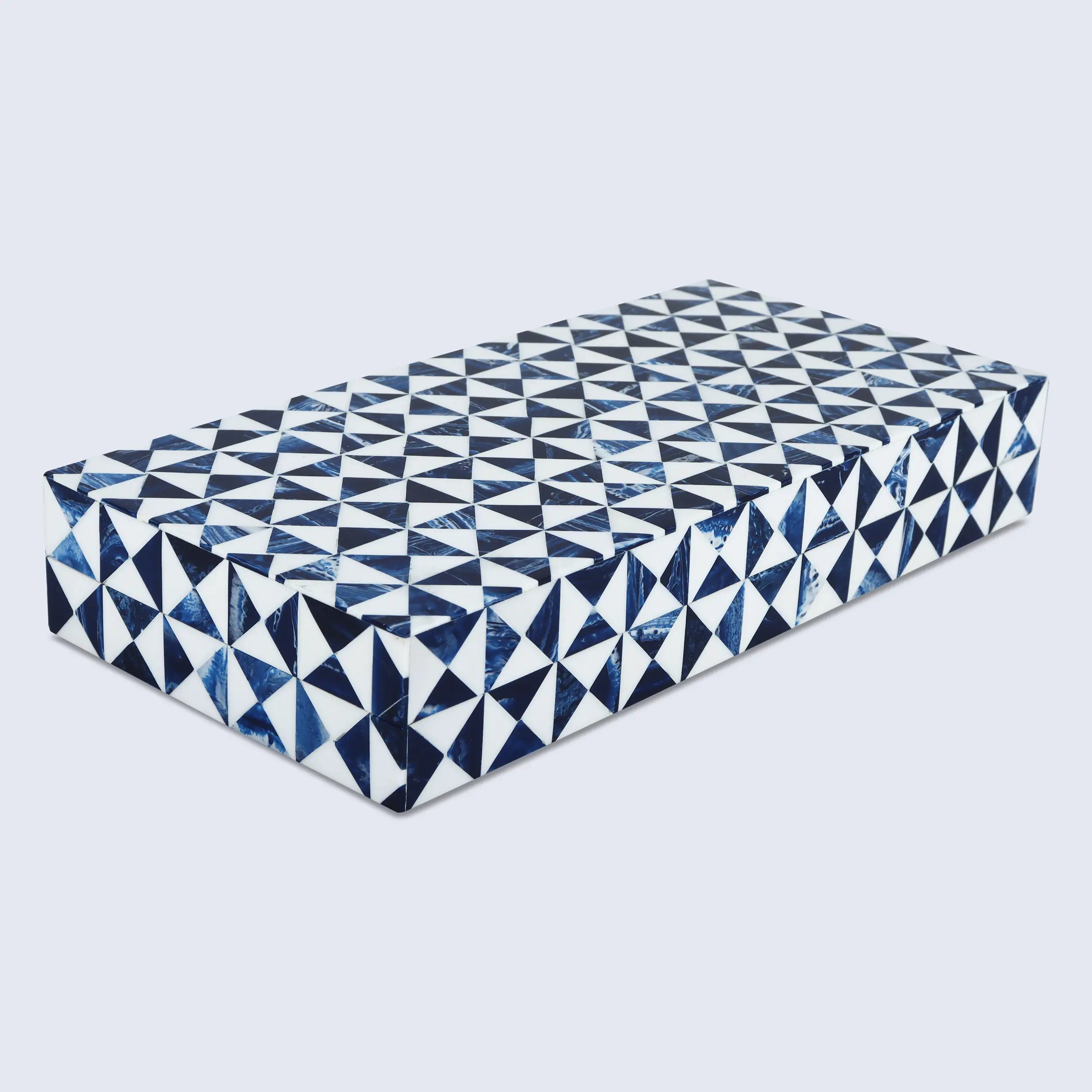 Blue and White Resin Inlay Storage Box – Marquet Indigo Collection