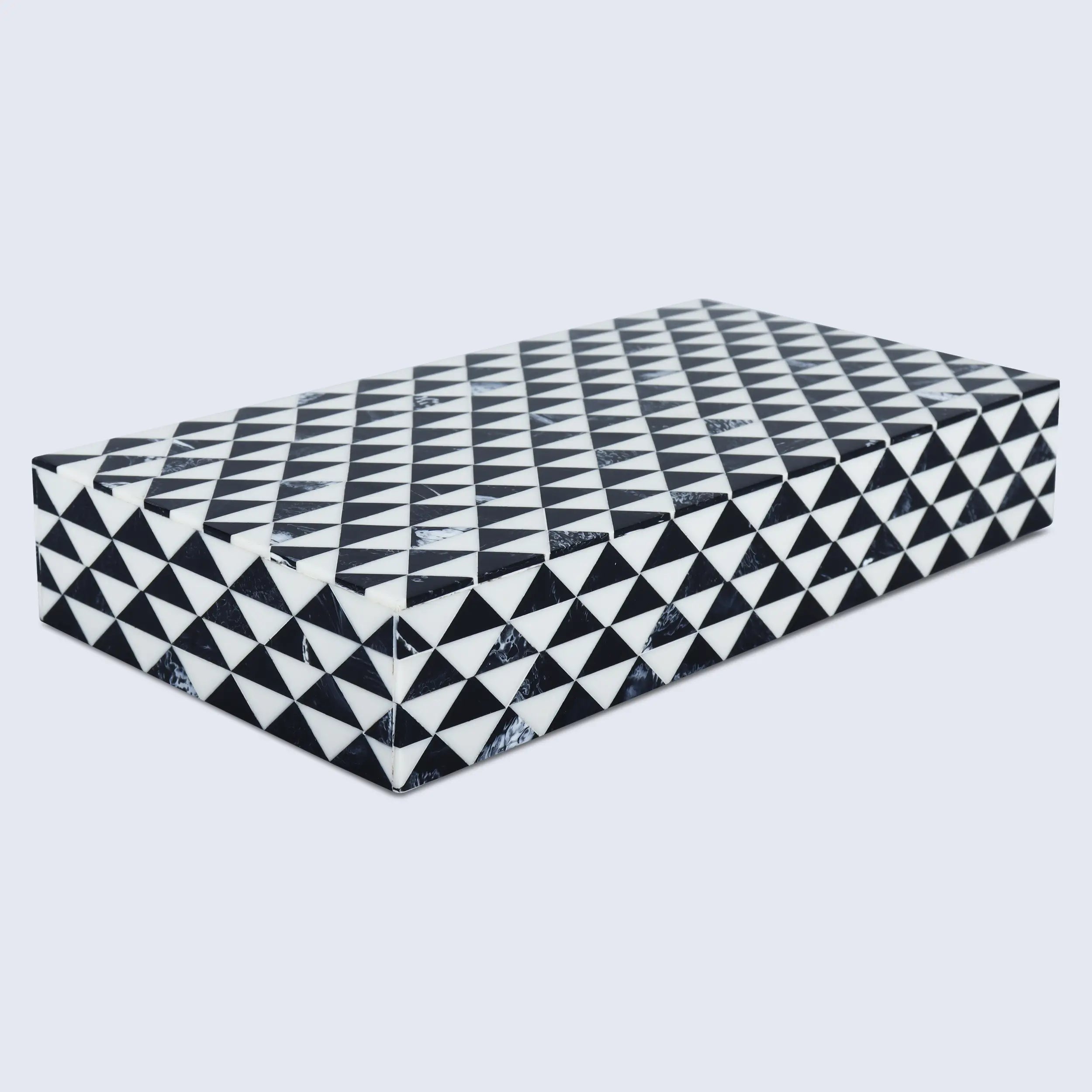 Marquet Prism Black White Resin Inlay Storage Box, 8 Sizes
