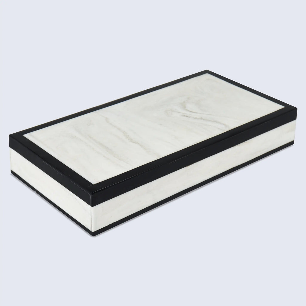 Black White Resin Inlay Decorative Storage Box – Mono Court Collection (7 Sizes)