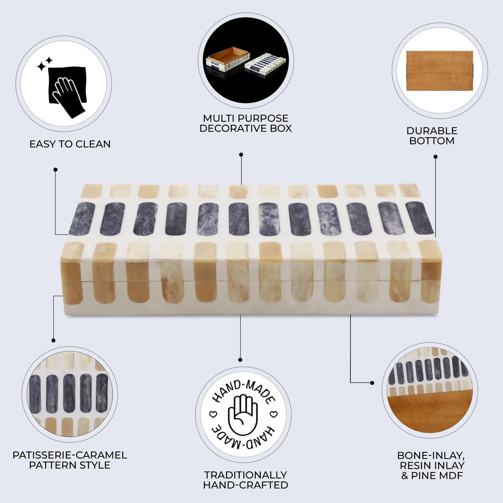 Decorative Box Patisserie Caramel Collection Bone & Resin Inlay 7 Sizes