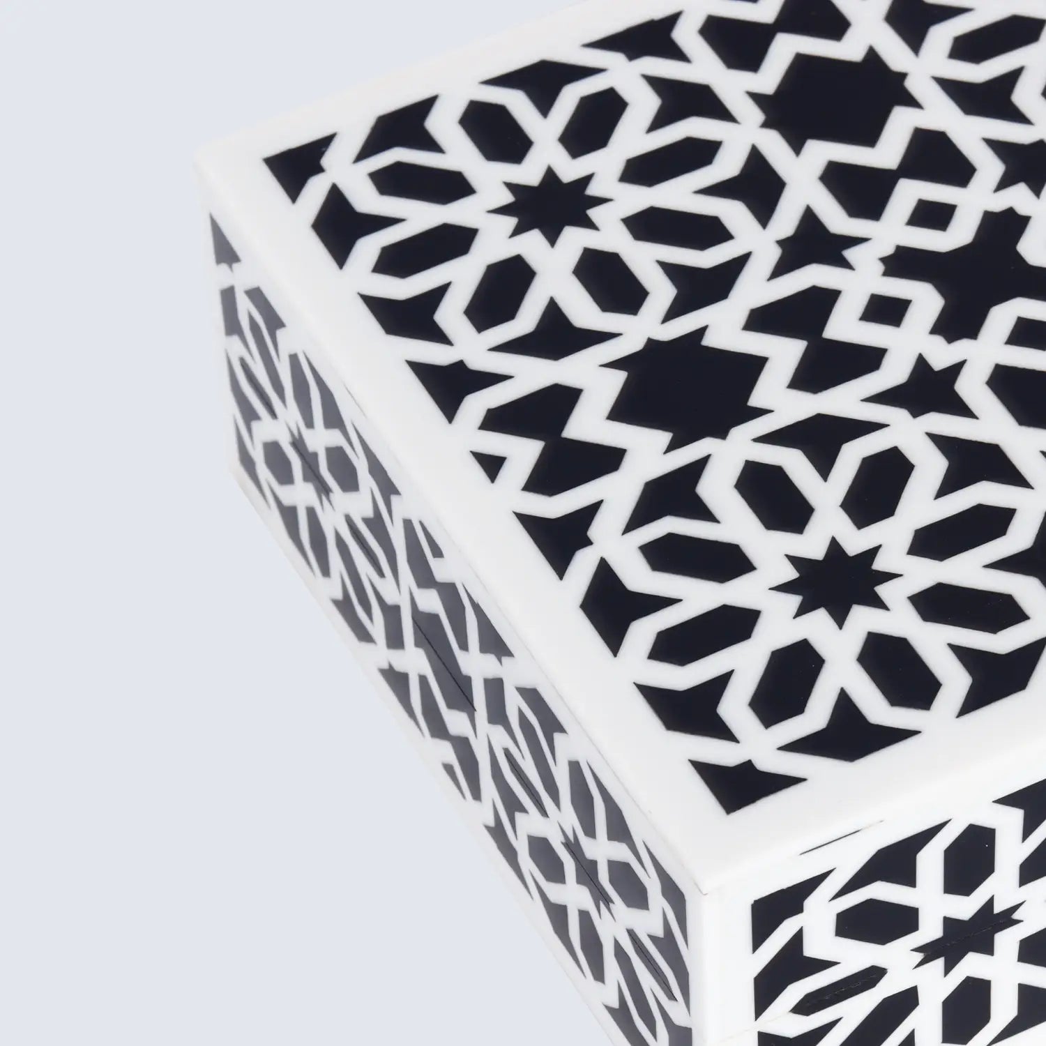 Decorative Storage Boxes Shiraz Pattern Resin Inlay, Black & White, 7 sizes