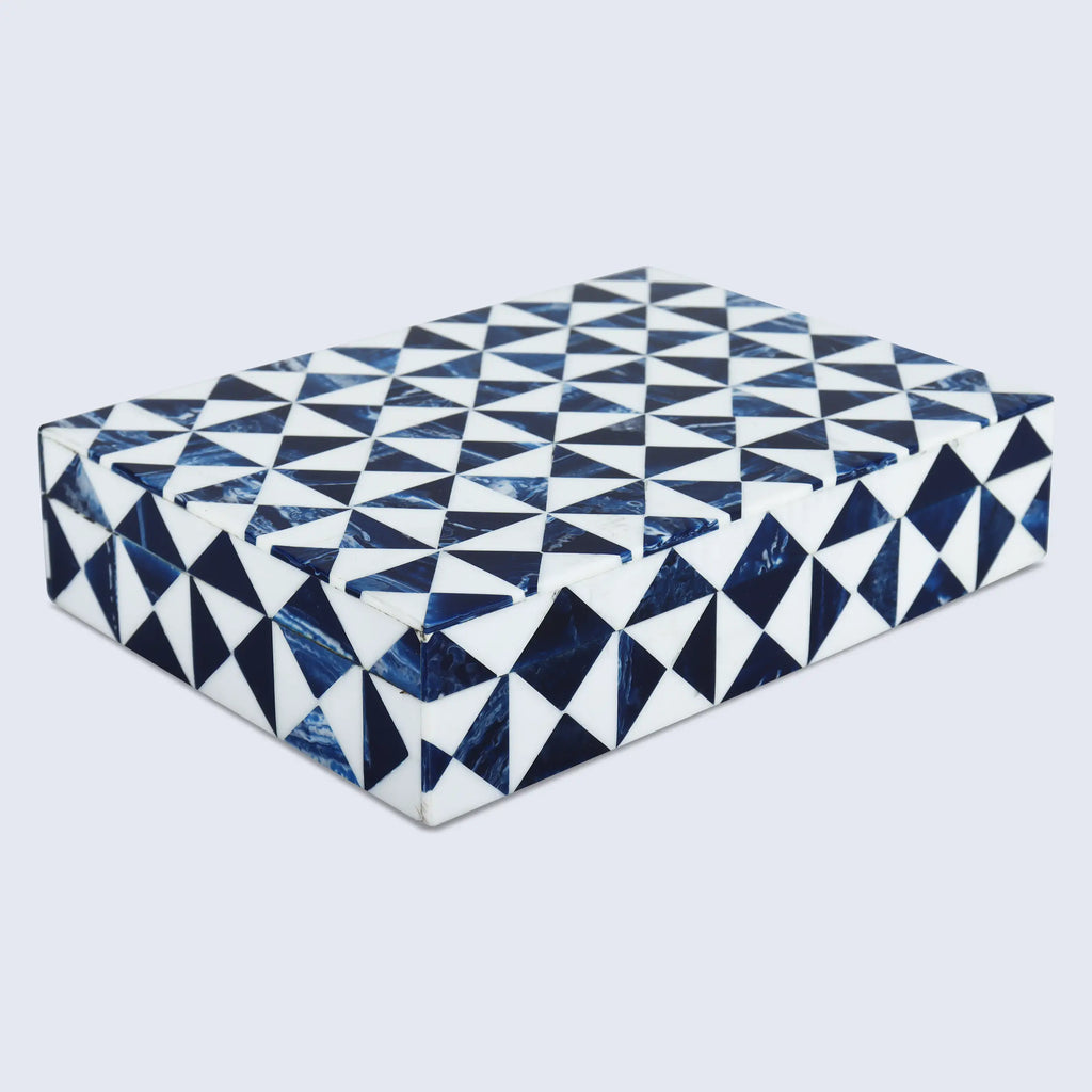 Blue and White Resin Inlay Storage Box – Marquet Indigo Collection