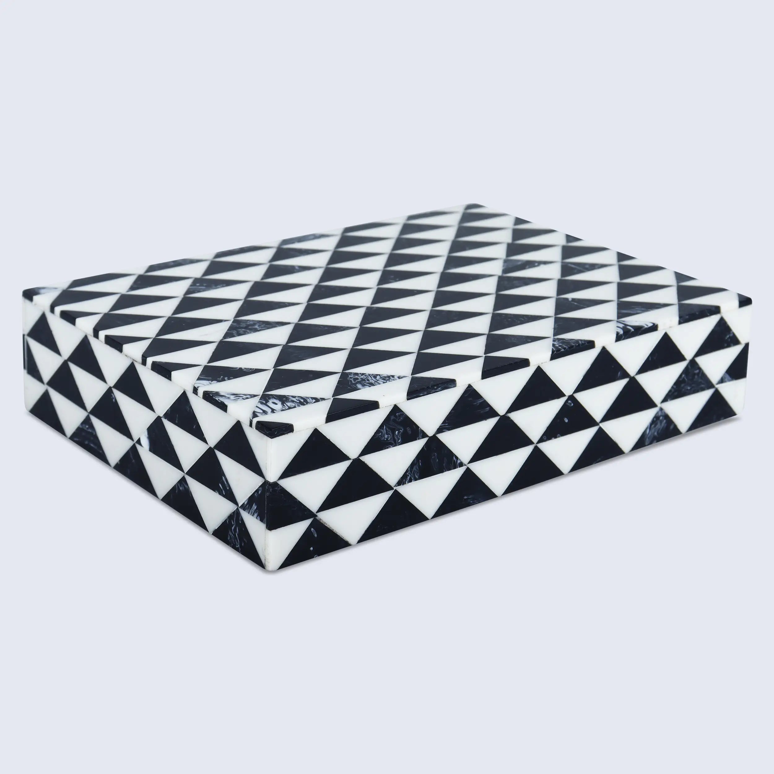 Marquet Prism Black White Resin Inlay Storage Box, 8 Sizes