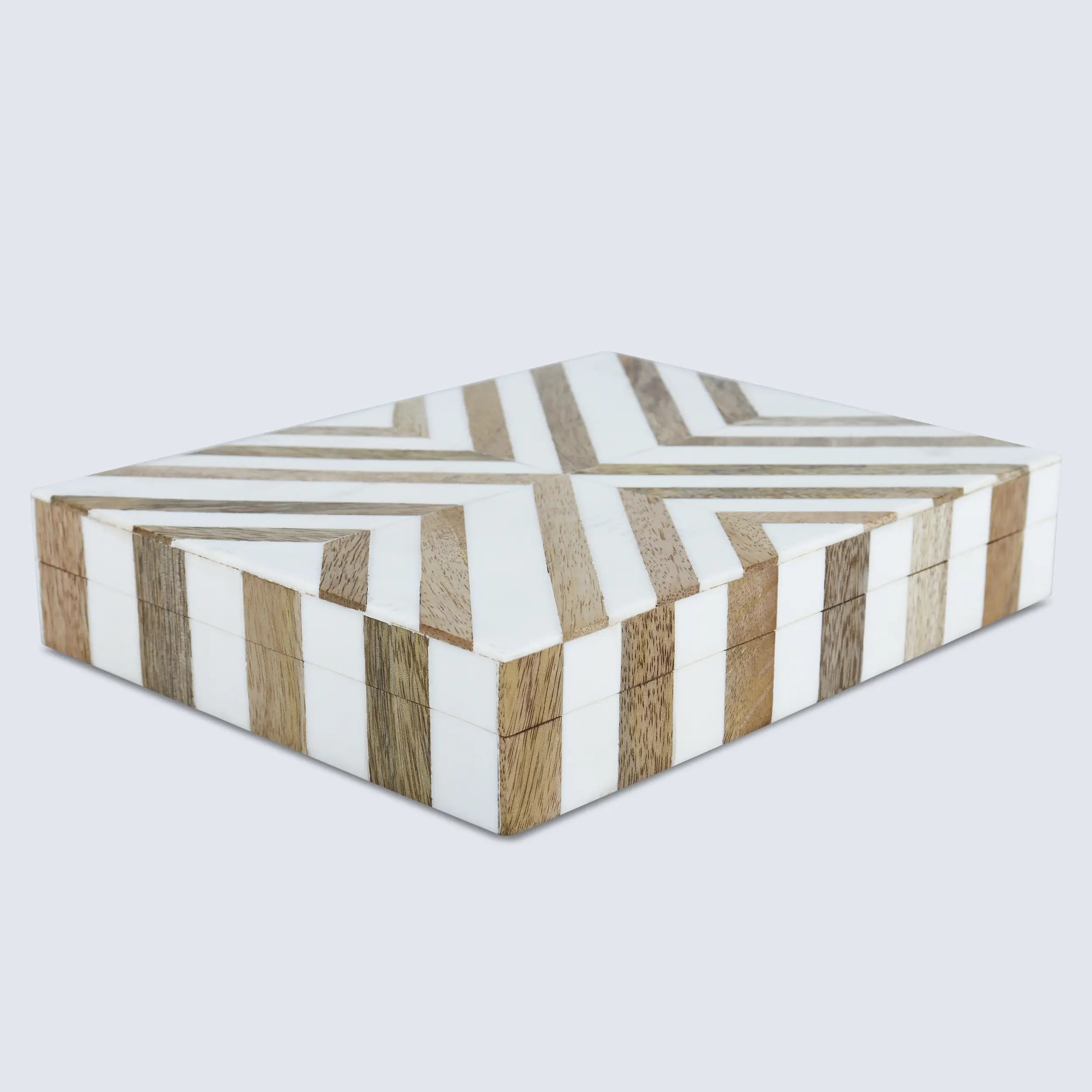 Marquet Chevron Resin & Wood Inlay Storage Box - 8 Sizes