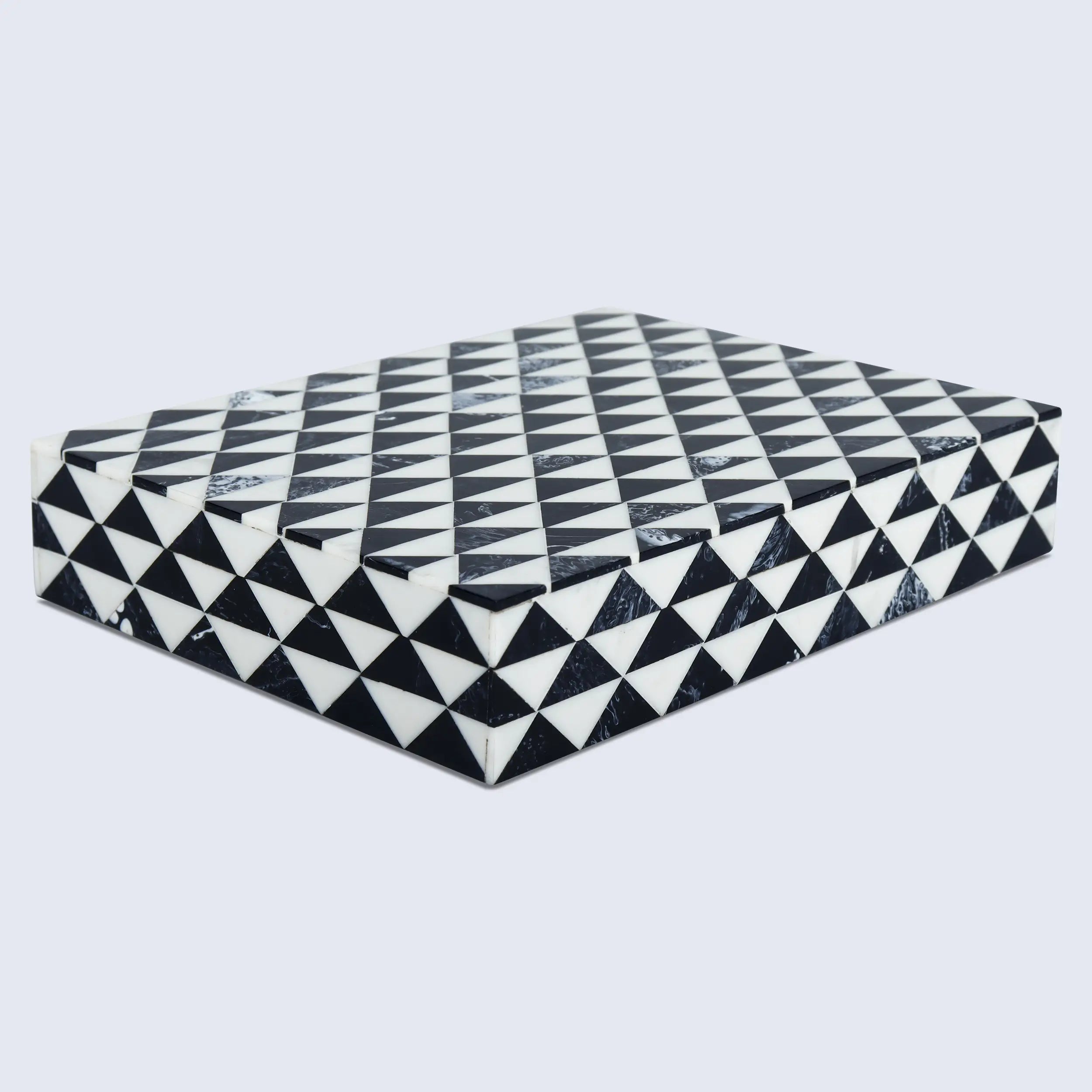 Marquet Prism Black White Resin Inlay Storage Box, 8 Sizes