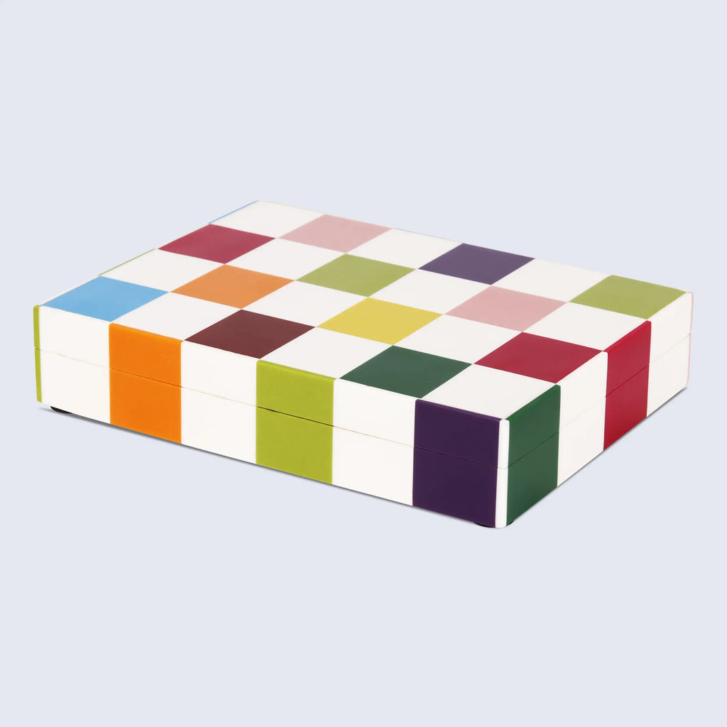 Decorative Box Medley Jester Pattern Resin Inlay, Available in 7 Sizes