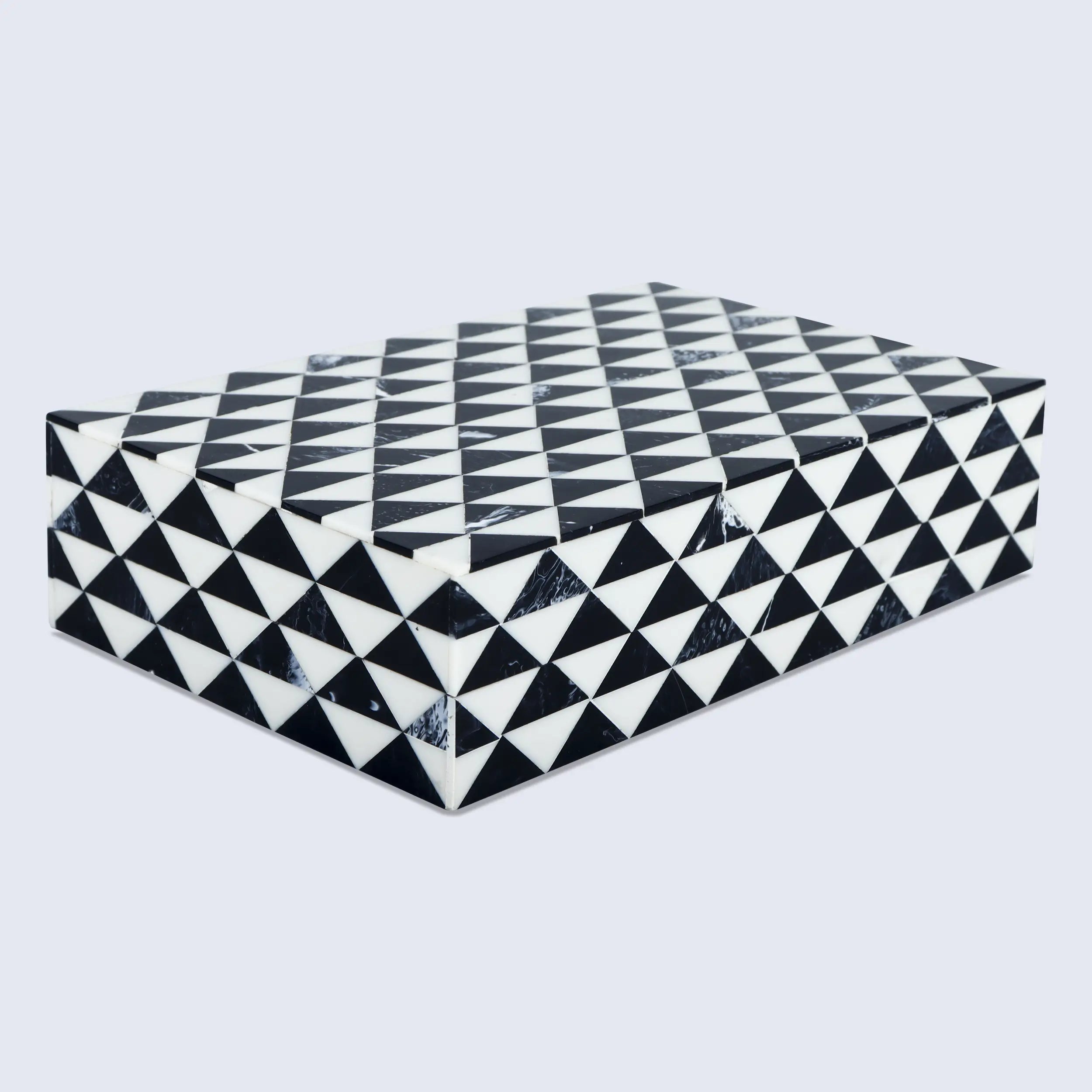 Marquet Prism Black White Resin Inlay Storage Box, 8 Sizes