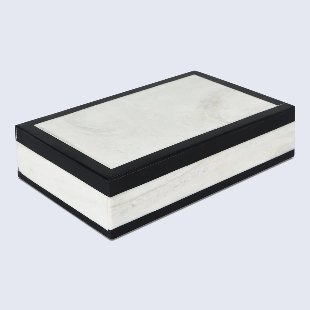 Black White Resin Inlay Decorative Storage Box – Mono Court Collection (7 Sizes)