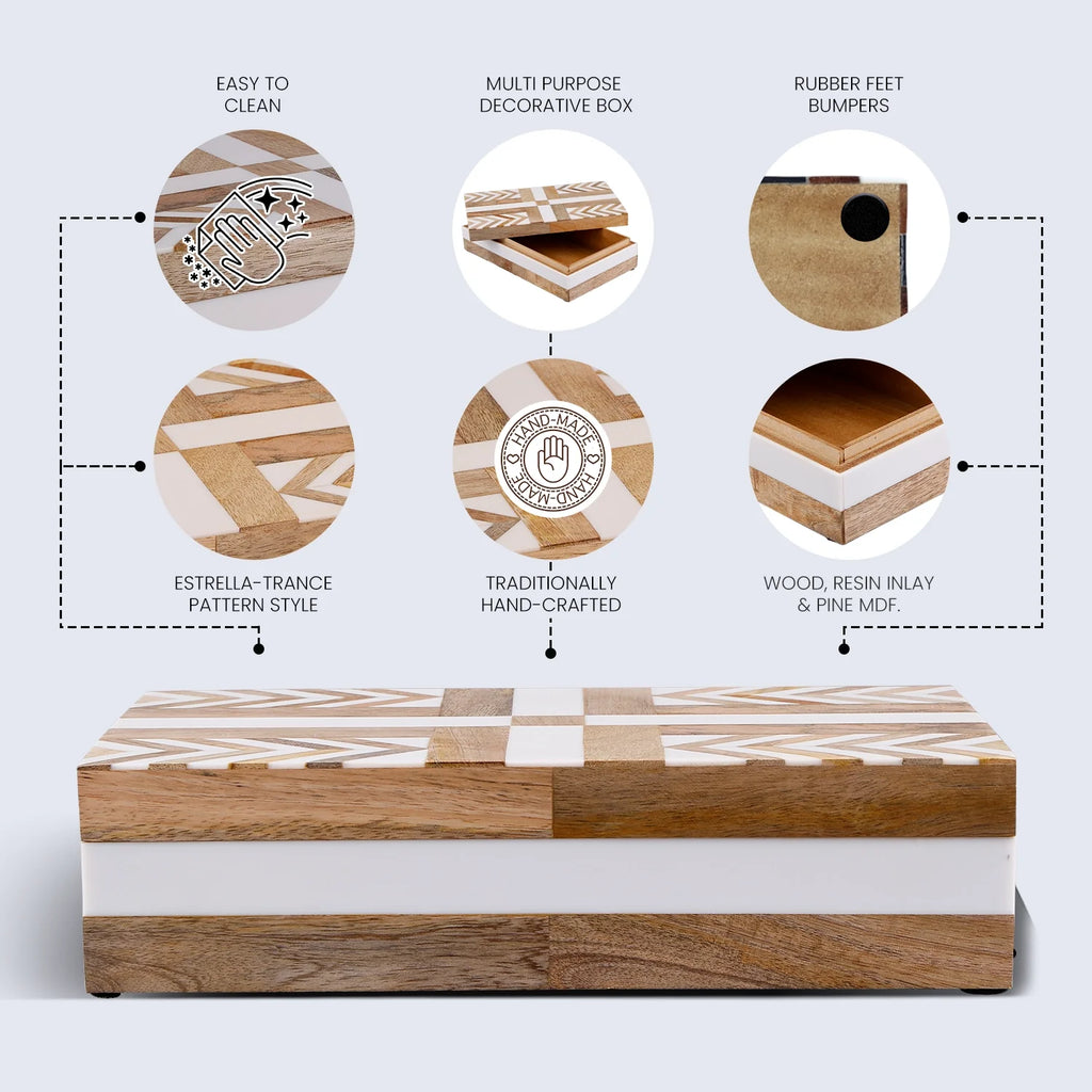Patisserie Adorn Resin & Wood Inlay Decorative Storage Box