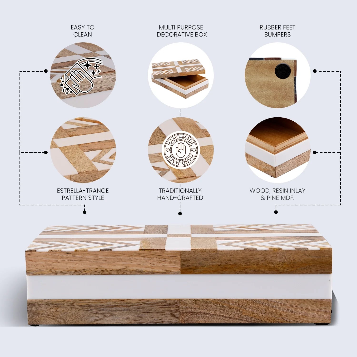 Patisserie Adorn Resin & Wood Inlay Decorative Storage Box