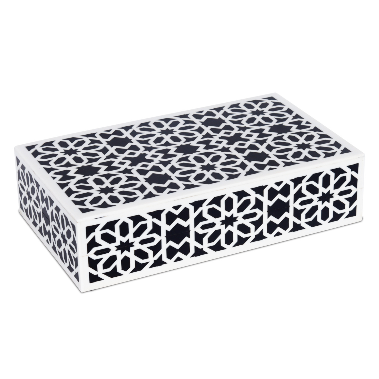 Decorative Storage Boxes Shiraz Pattern Resin Inlay, Black & White, 7 sizes