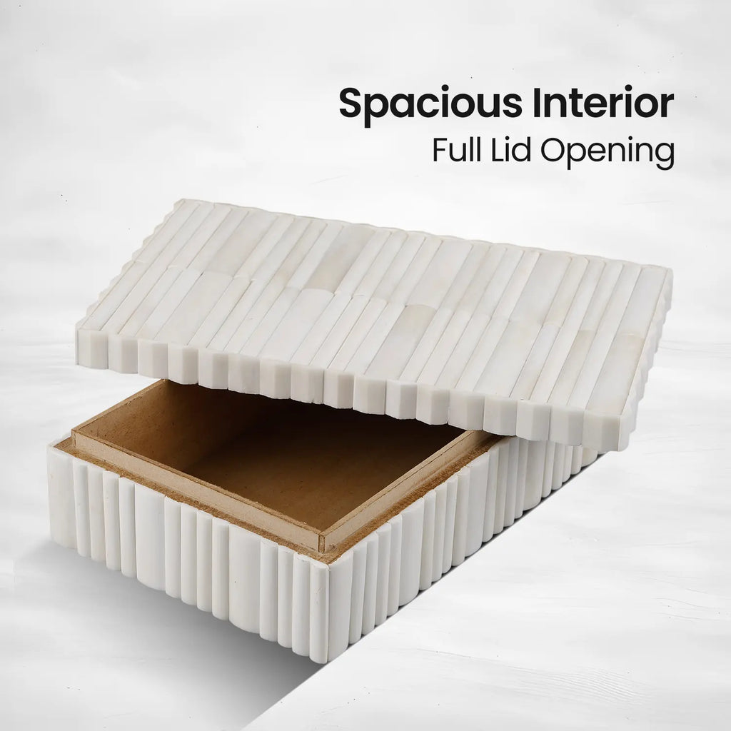 Ivory Stem Bone Inlay Decorative Storage Boxes Centerpiece
