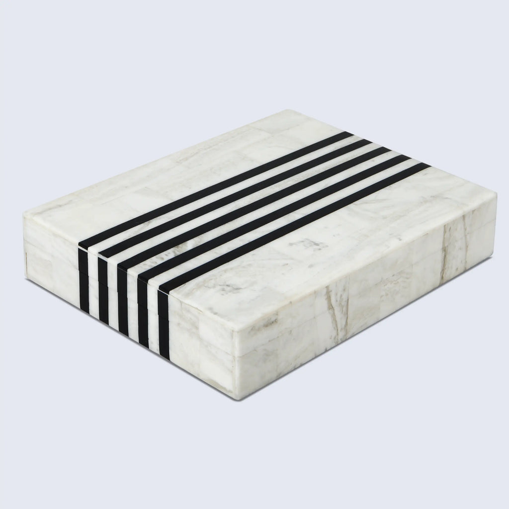 Black White Resin Inlay Decorative Storage Box – Mono Sprint Collection (7 Sizes)