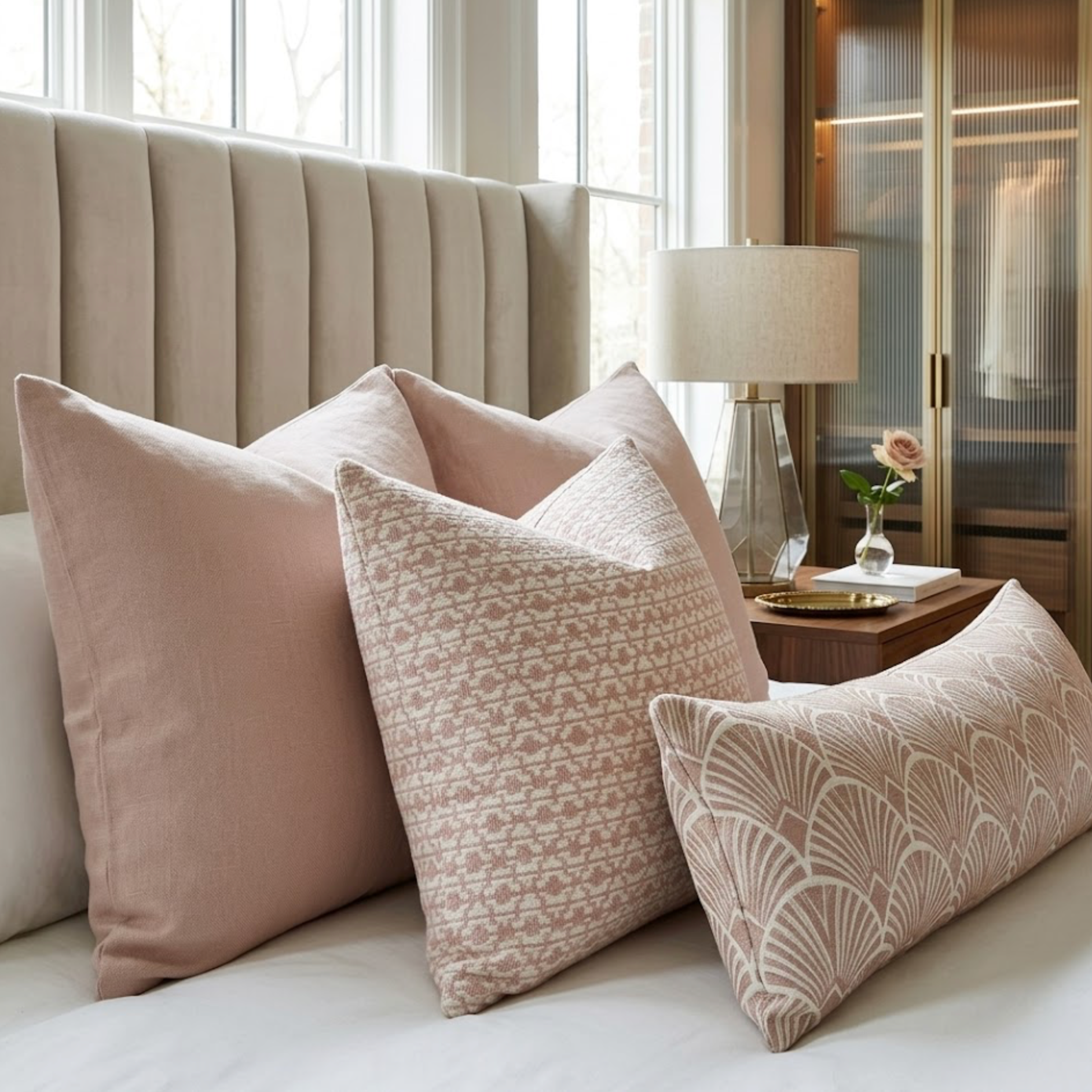 Byron Pillow Cover in Petal