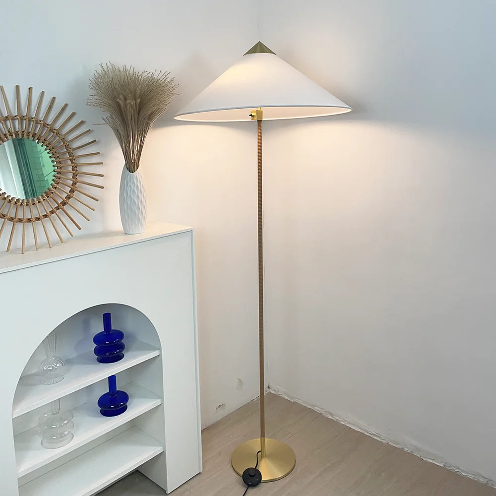Sculptural Bamboo Hat Floor Lamp