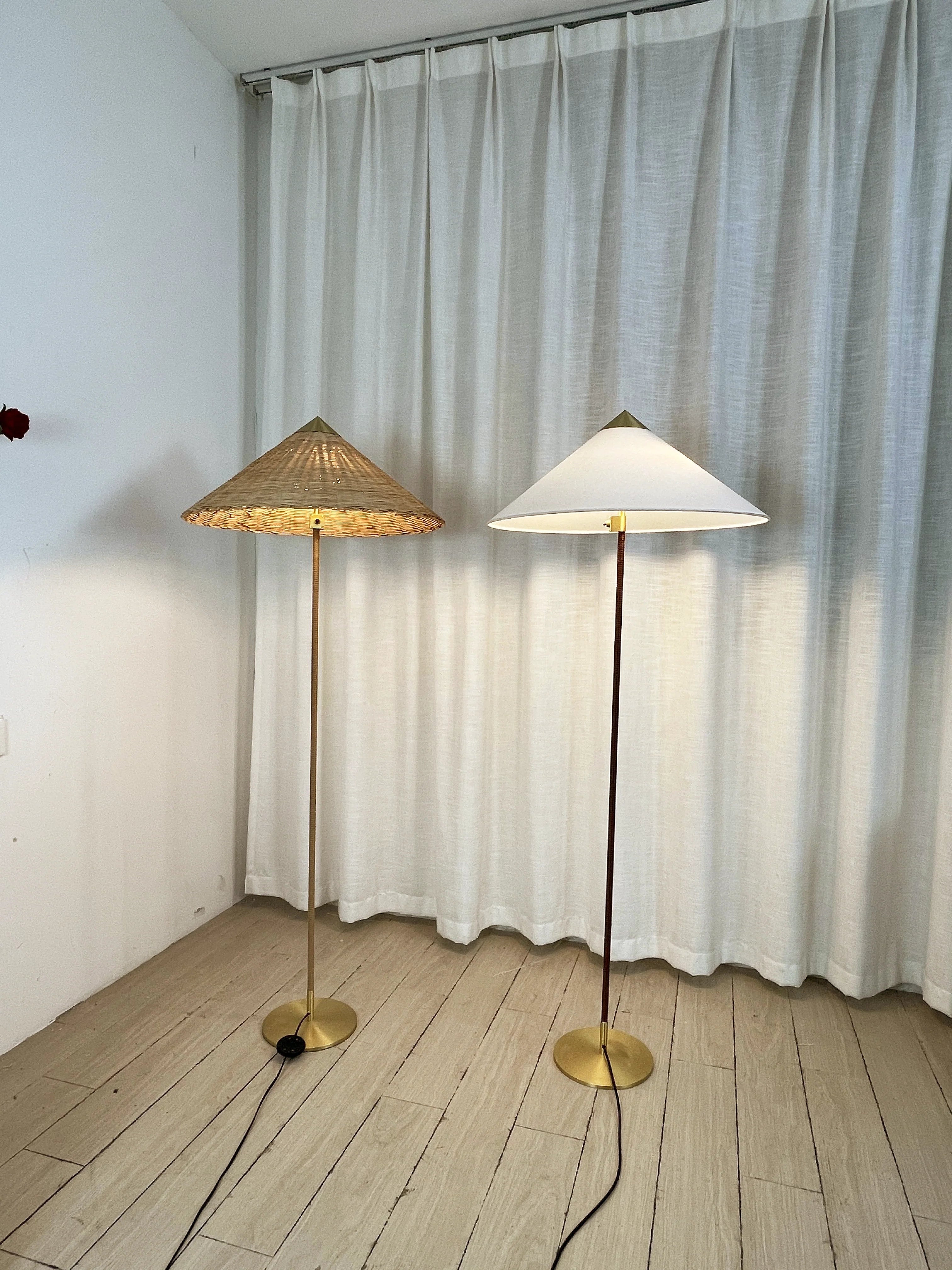 Sculptural Bamboo Hat Floor Lamp