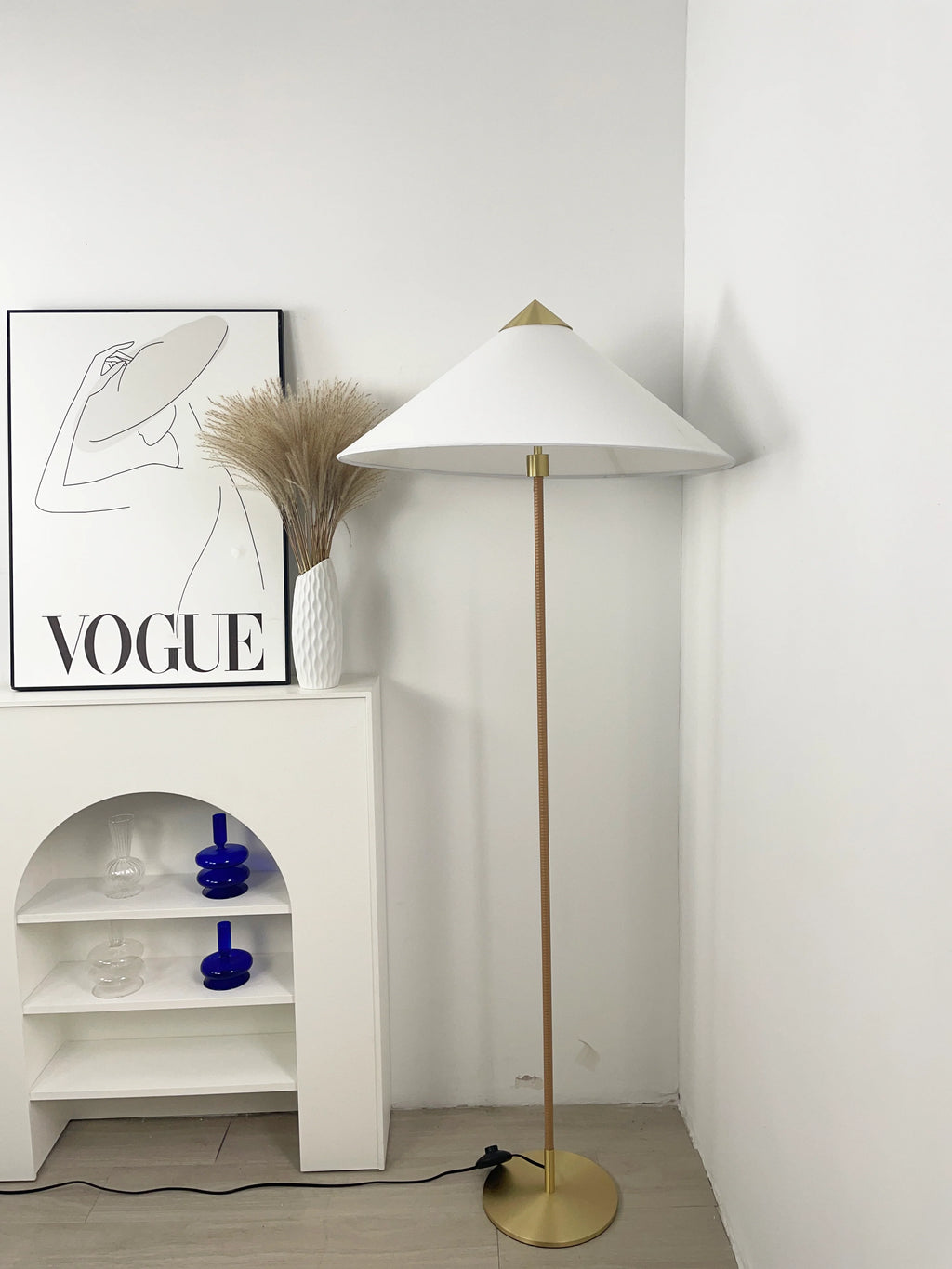 Sculptural Bamboo Hat Floor Lamp