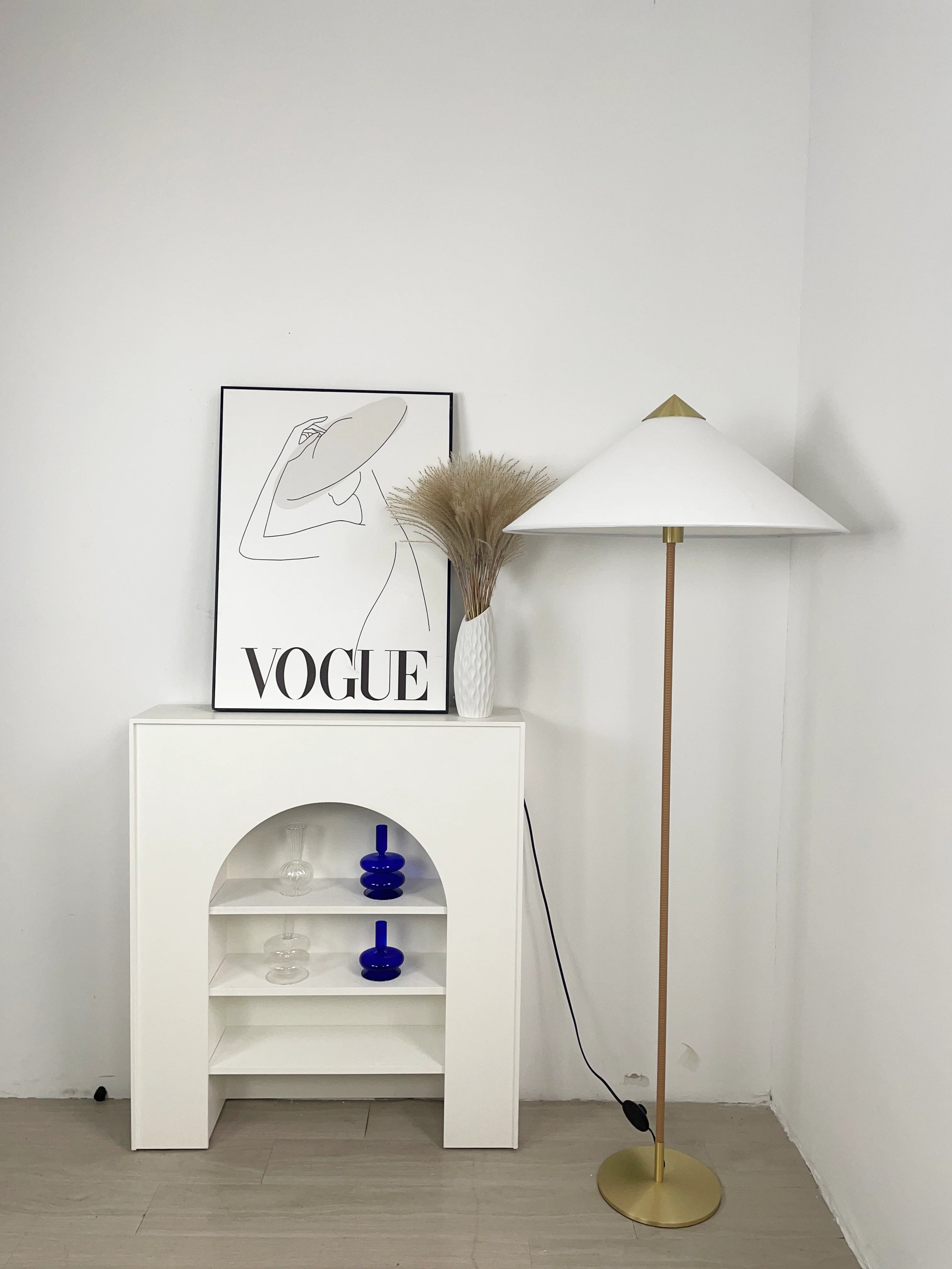 Sculptural Bamboo Hat Floor Lamp