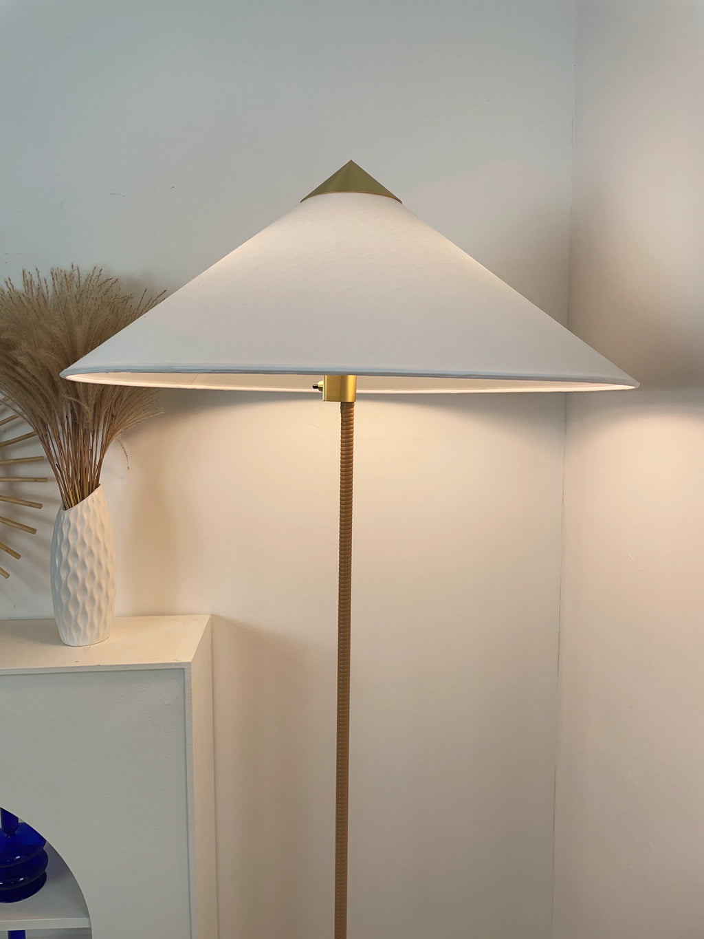 Sculptural Bamboo Hat Floor Lamp