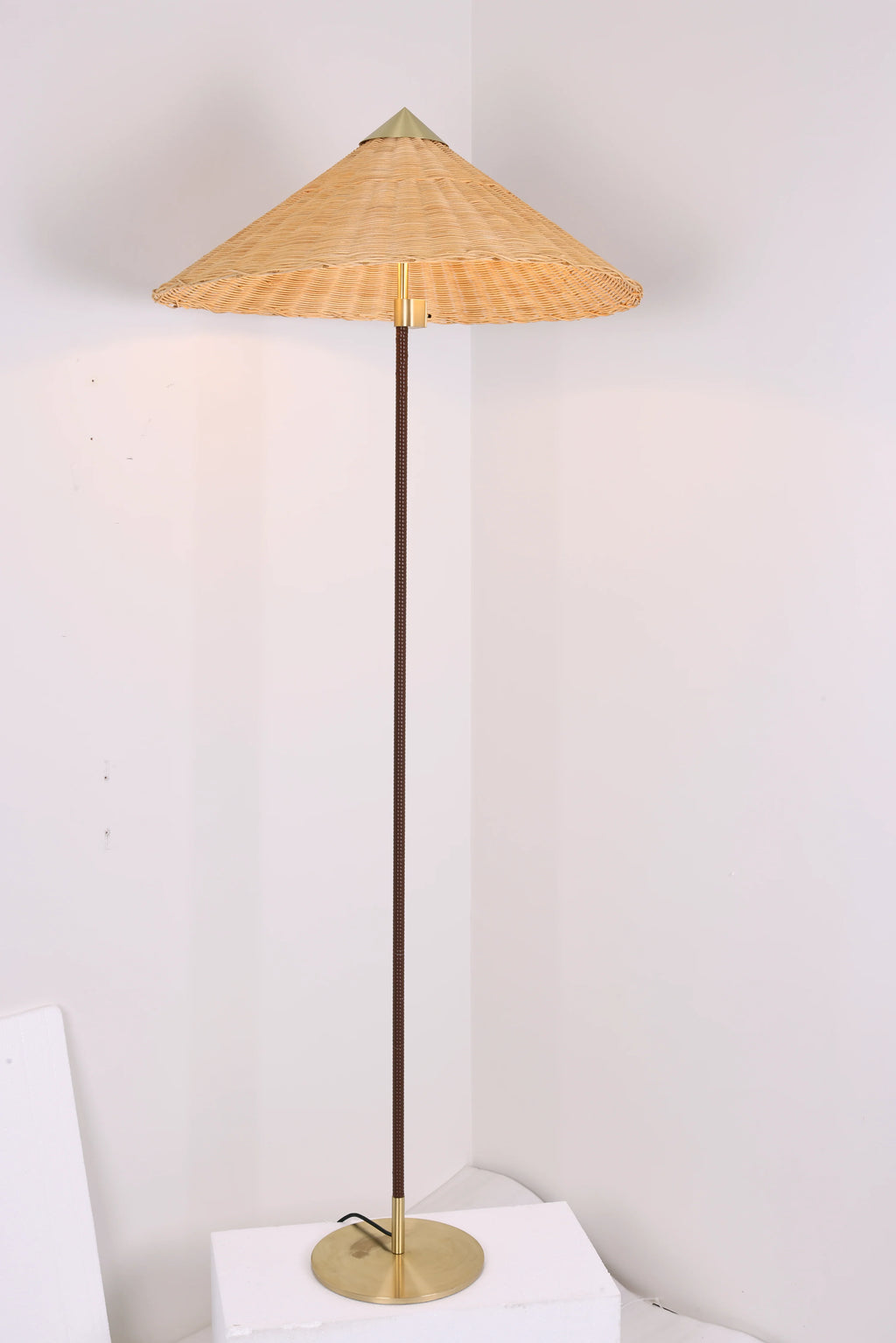 Sculptural Bamboo Hat Floor Lamp