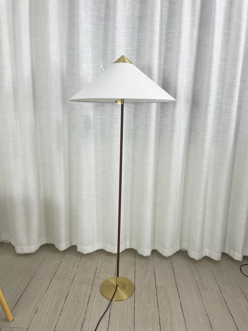Sculptural Bamboo Hat Floor Lamp