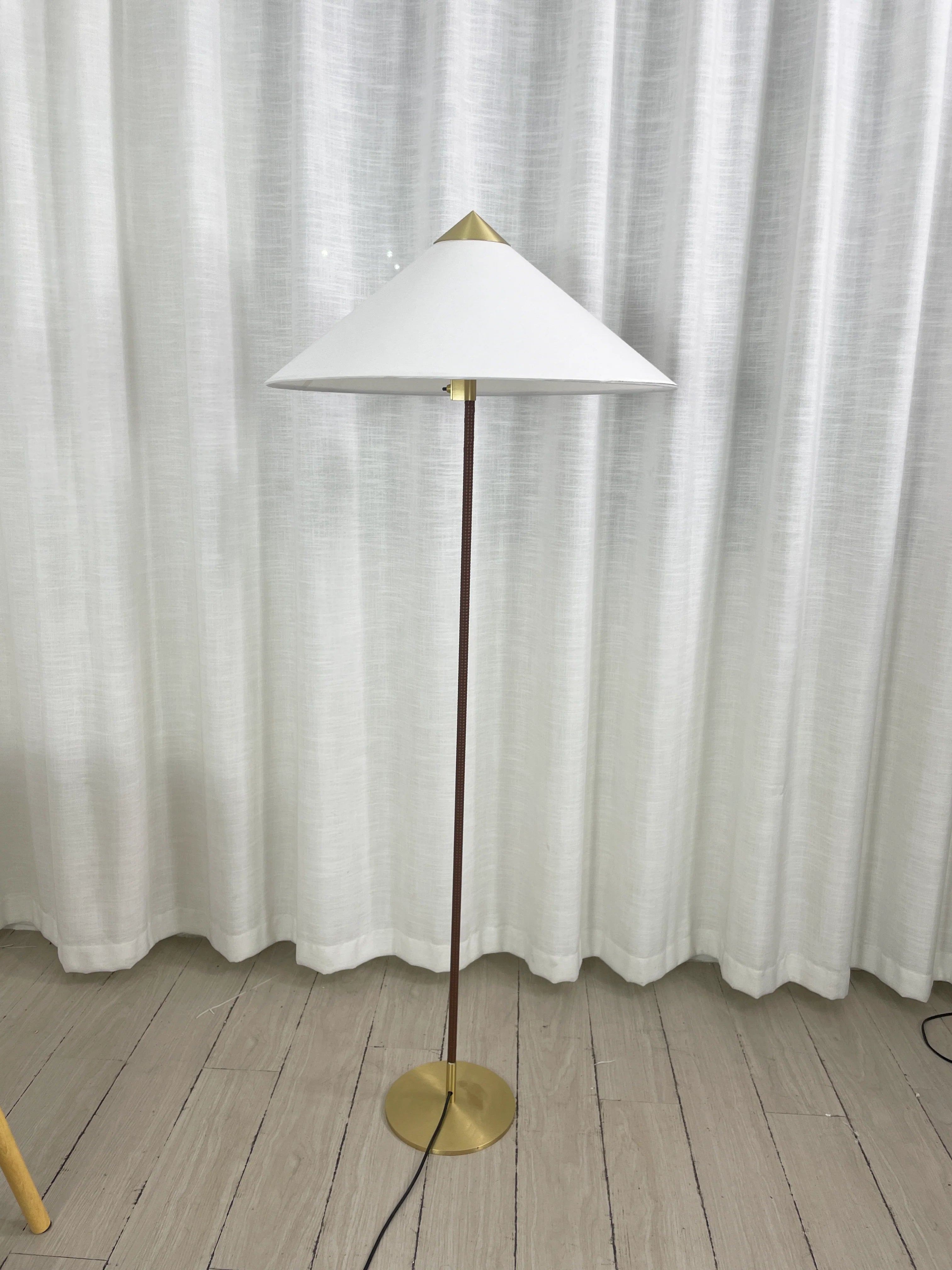 Sculptural Bamboo Hat Floor Lamp
