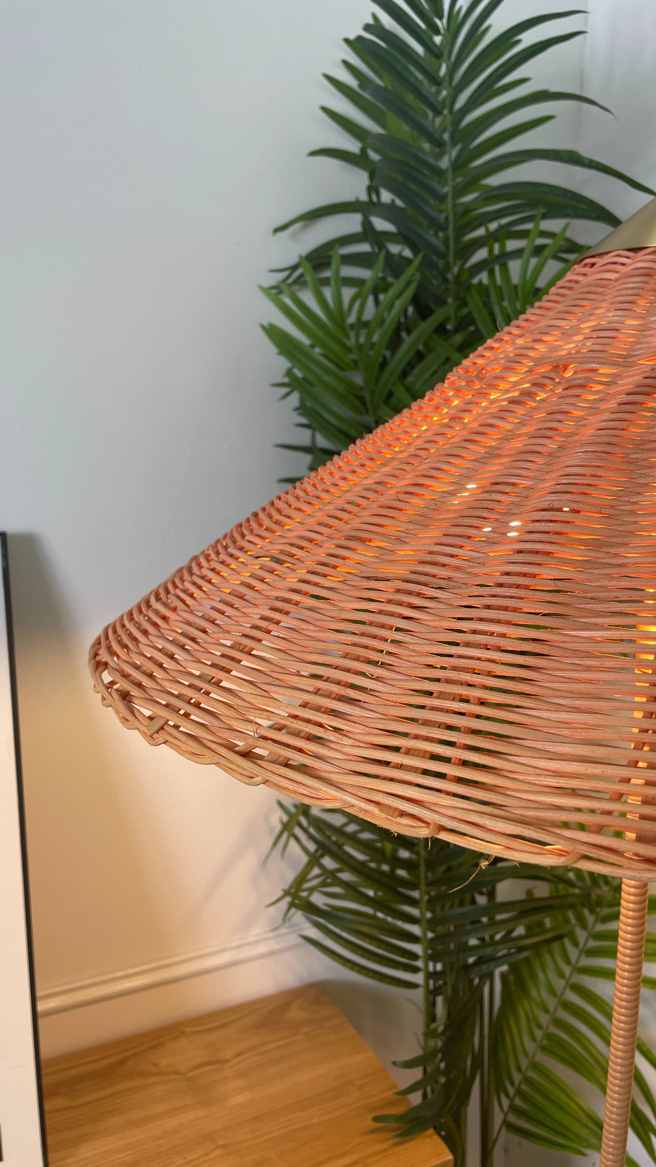 Sculptural Bamboo Hat Floor Lamp