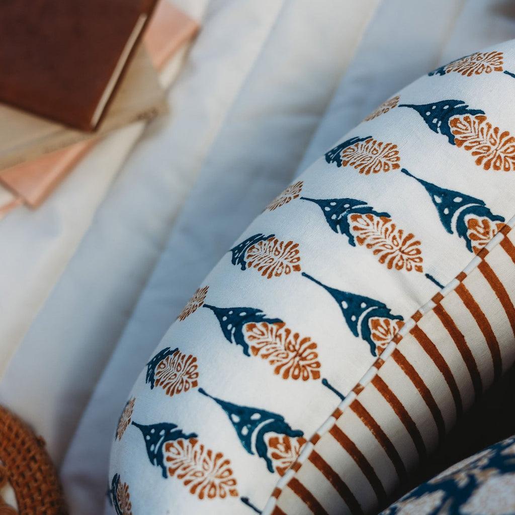 Bahaar Linen Pillow Cover — Ginger & Blue