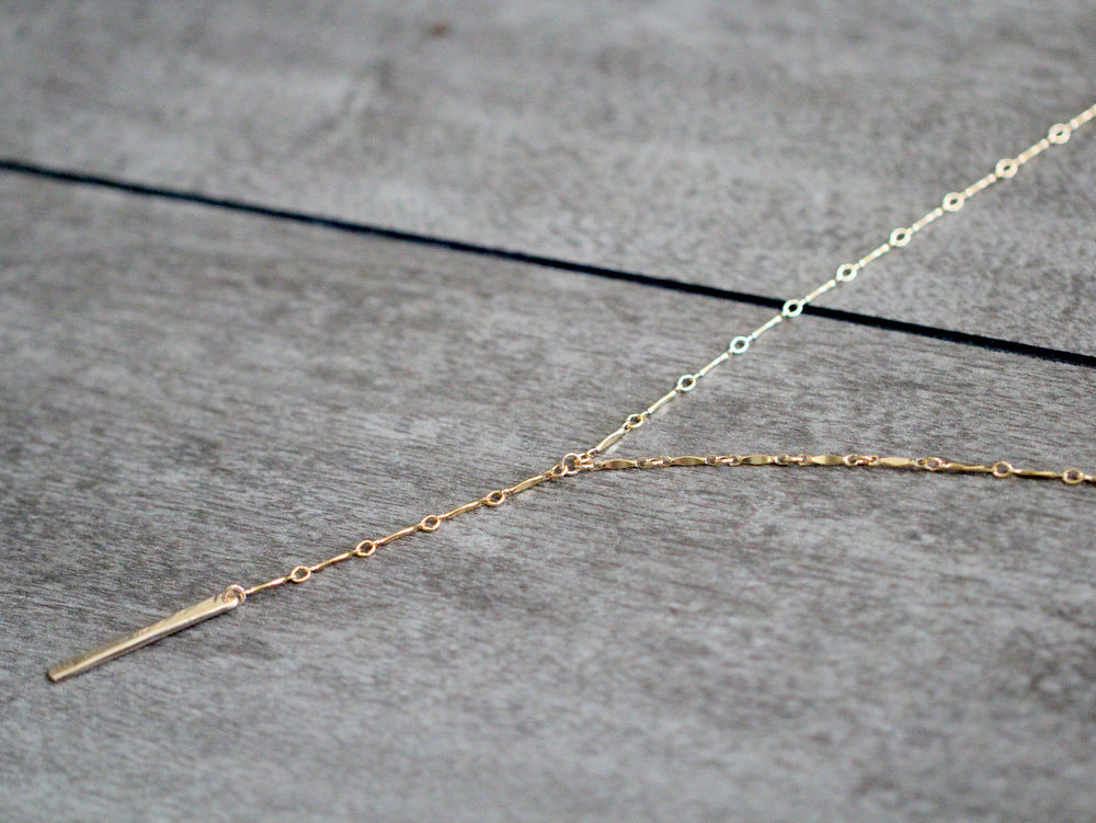 Scalloped Bar Lariat Necklace