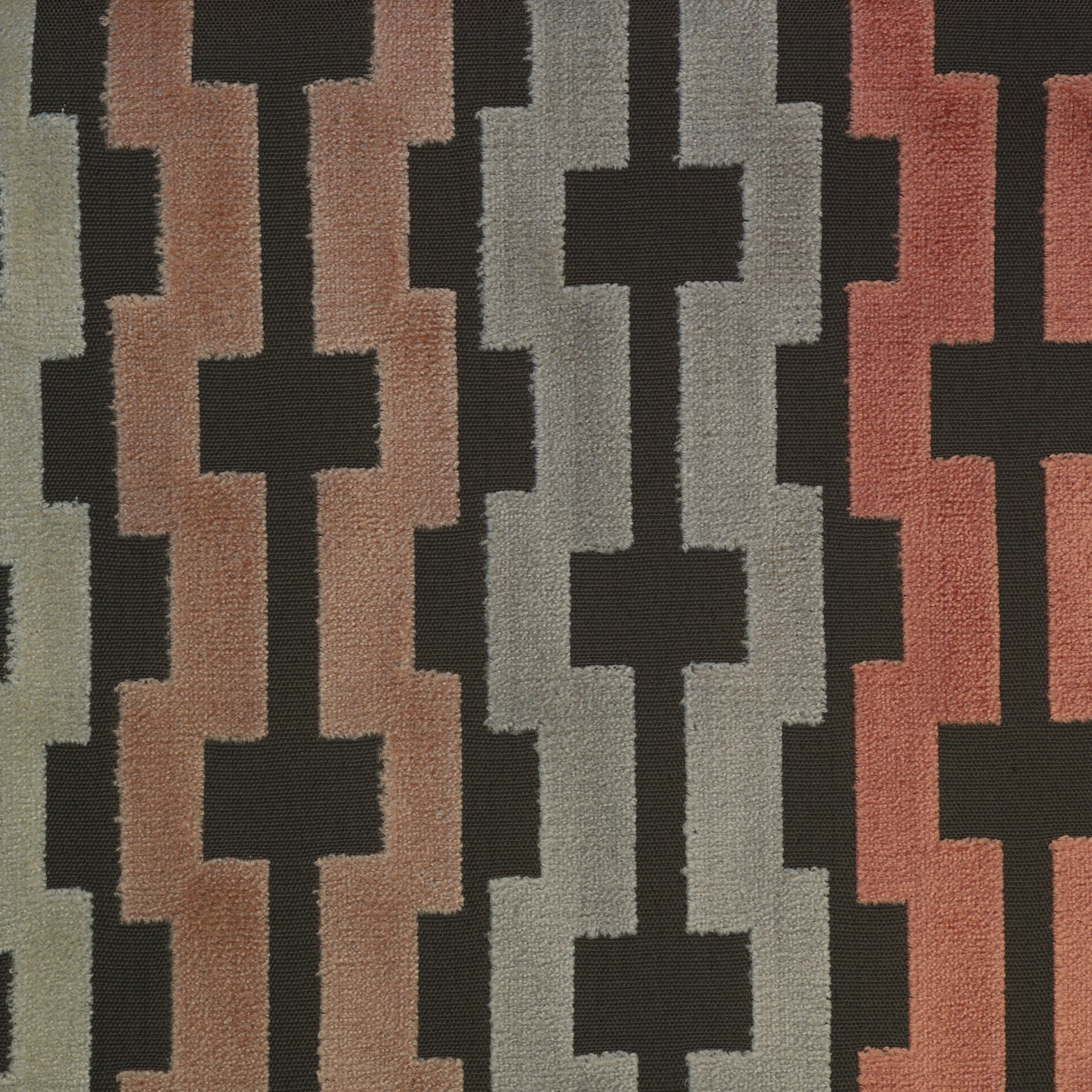 BARDOT - GEOMETRIC PATTERN CUT VELVET UPHOLSTERY FABRIC BY THE YARD
