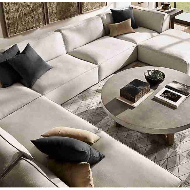 Lightweight GFRC Concrete Round Coffee Table - Modern Industrial Design 20x16 Inch