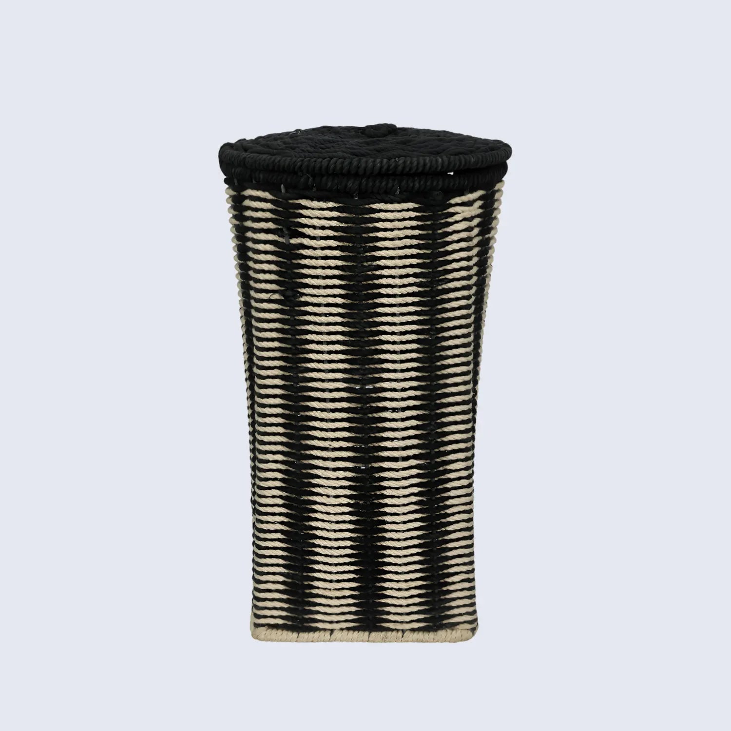 Beige & Black Woven Laundry Basket