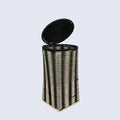 Beige & Black Woven Laundry Basket