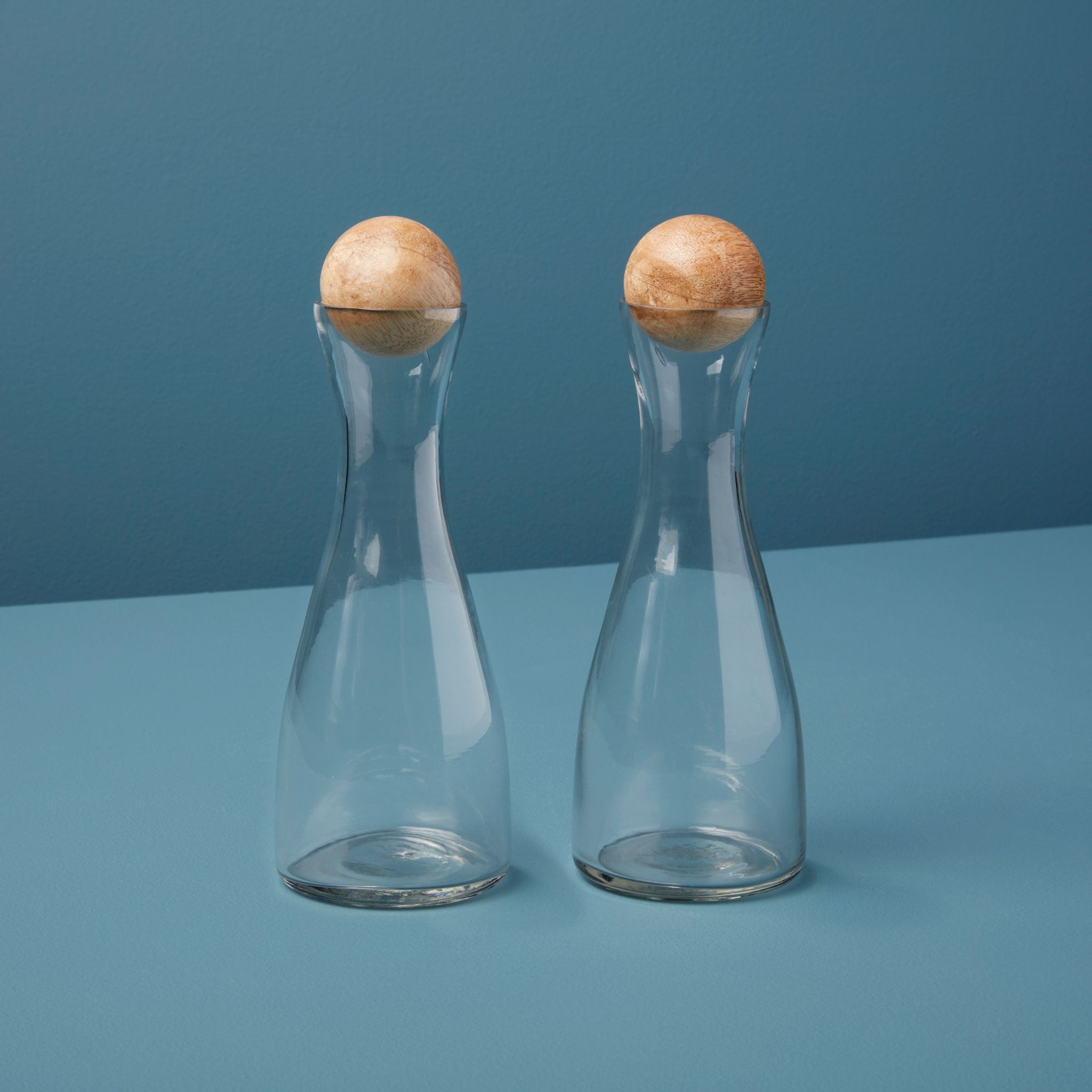 Glass & Mango Wood Cruet Set