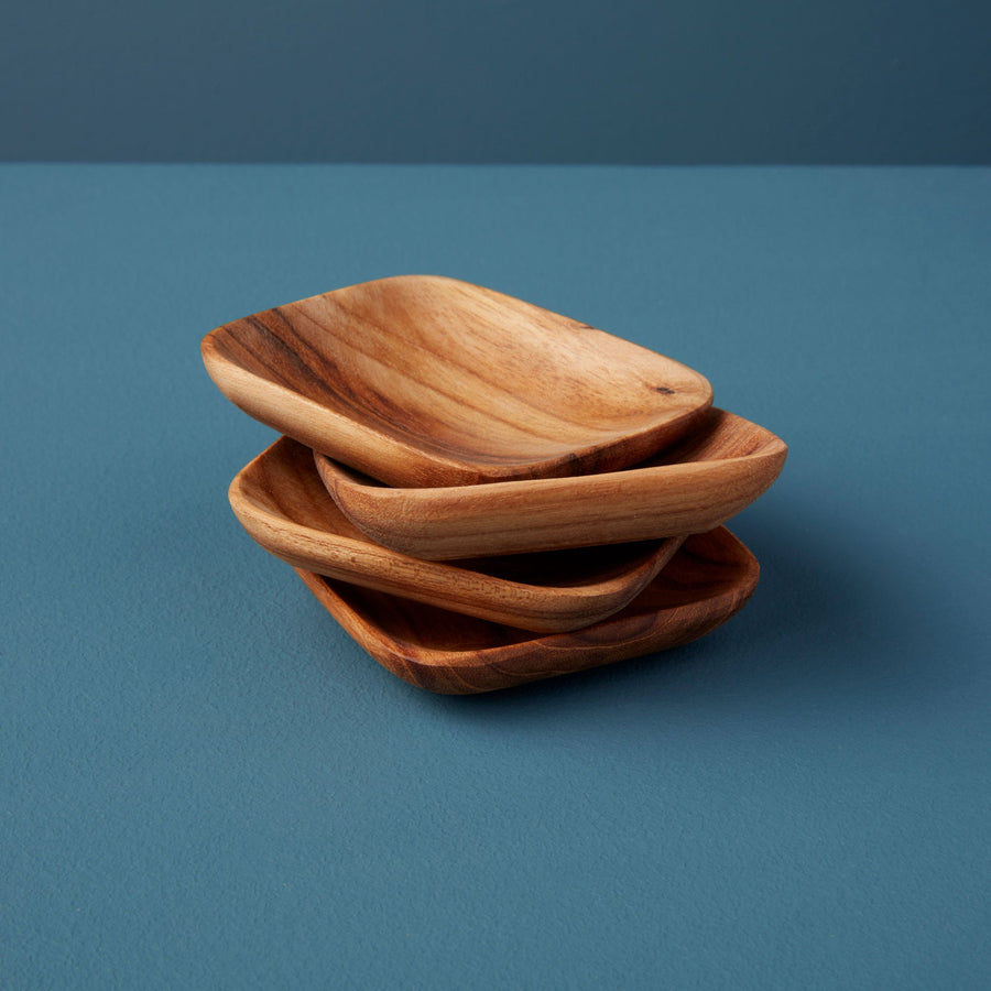 Teak Square Bowls — Set of 4