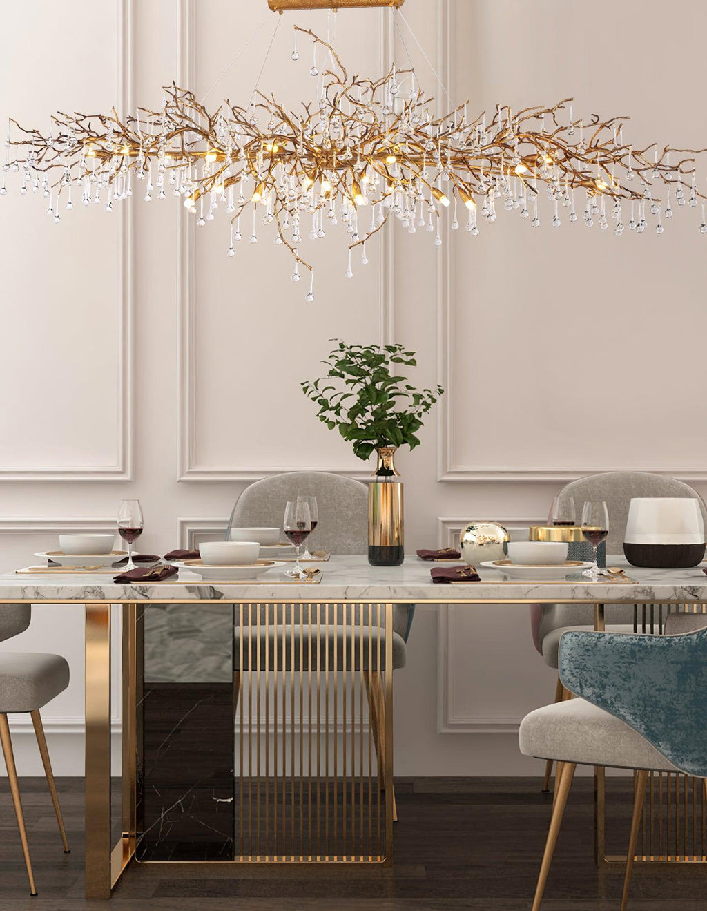Tree Branch Bijou Crystal Drop Chandelier