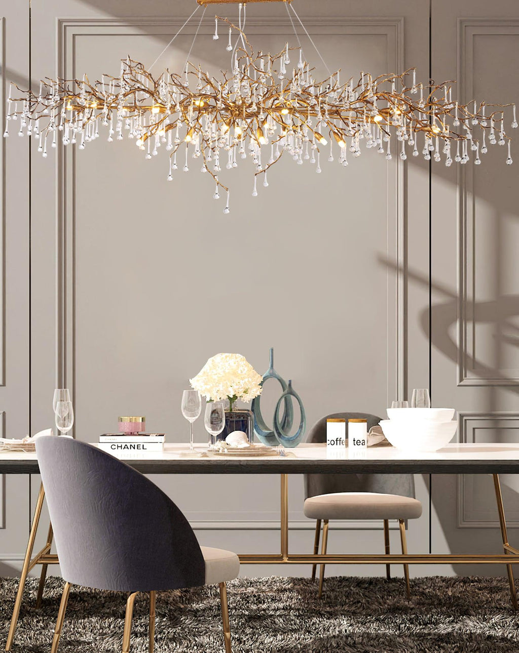 Tree Branch Bijou Crystal Drop Chandelier