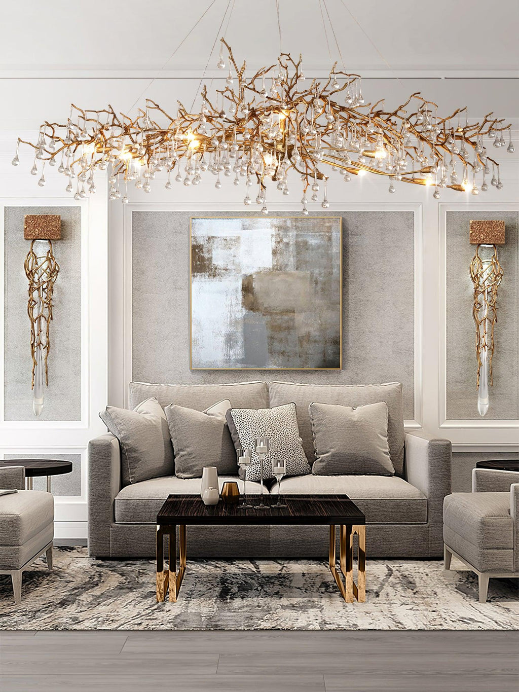 Tree Branch Bijou Crystal Drop Chandelier